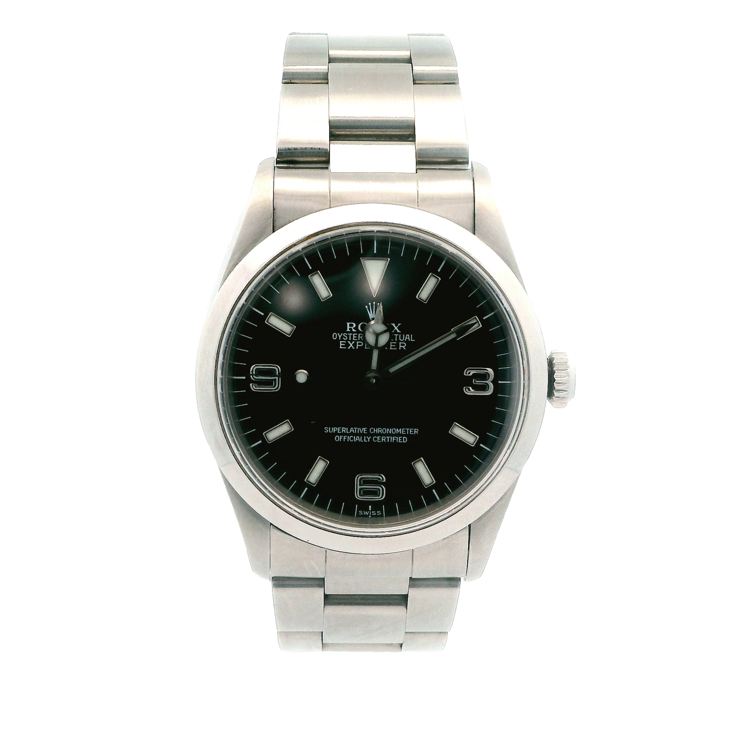 Rolex Explorer Black Face Smooth Bezel Wrist Watch