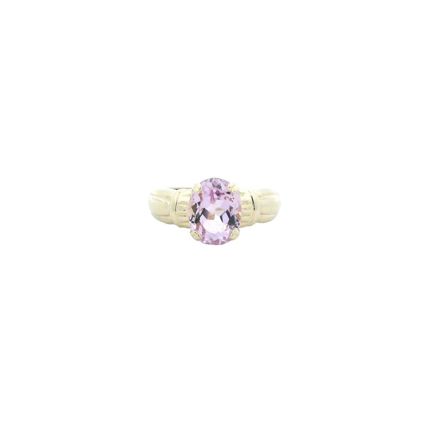 14K Yellow Gold Oval Amethyst Womens Ring