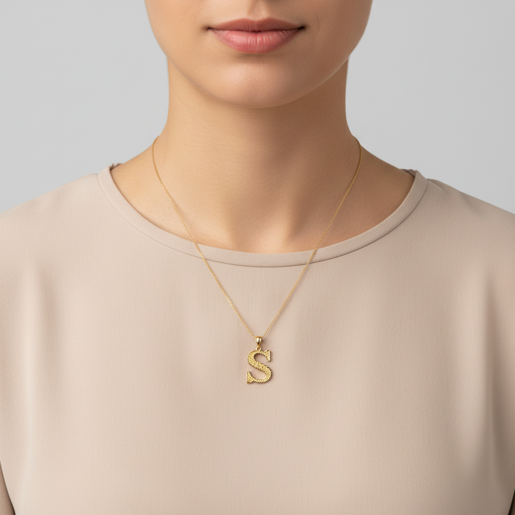 10K Yellow Gold Letter "S" Pendant
