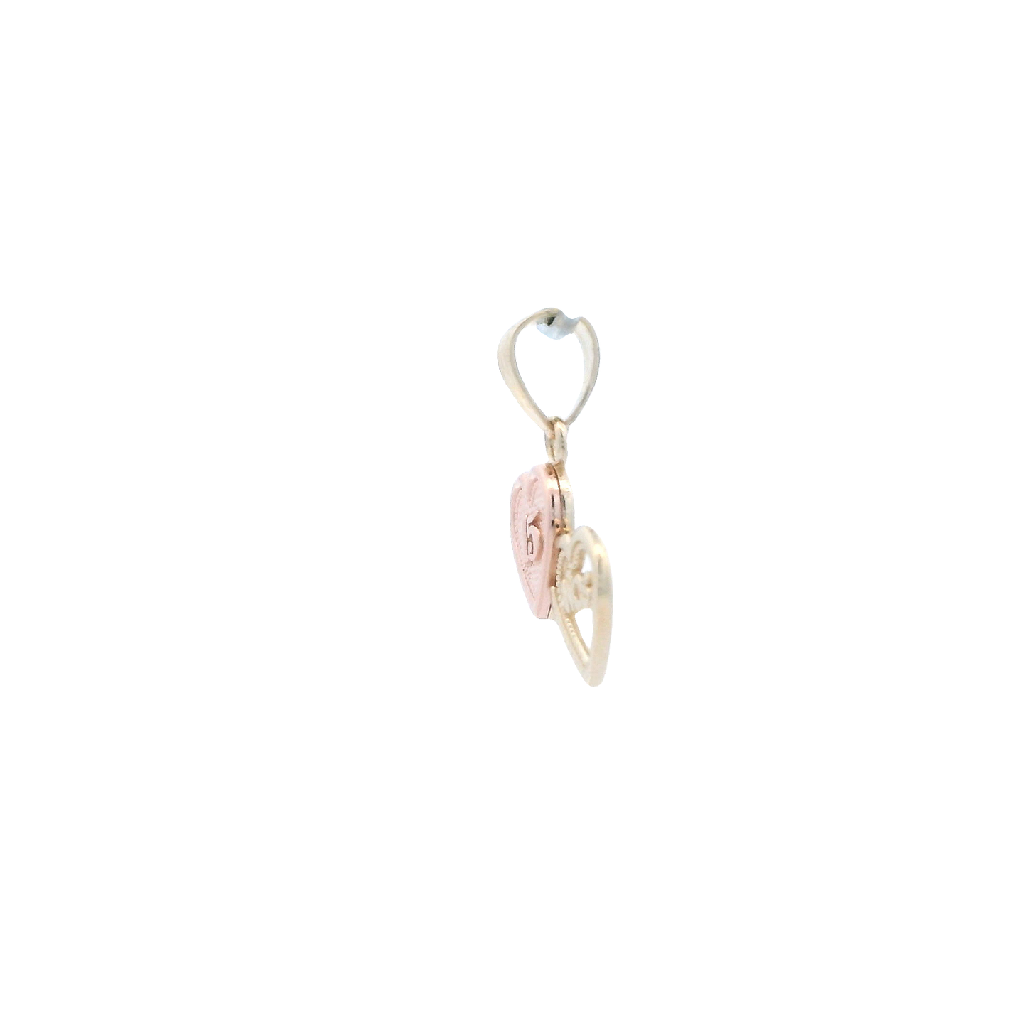 14K Yellow & Rose Gold Double Heart "15" Anos Pendant