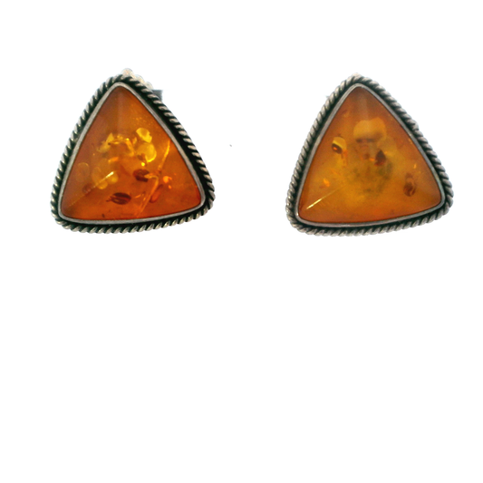 Lori Bonn Sterling Silver Cognac Baltic Amber Triangle Earrings