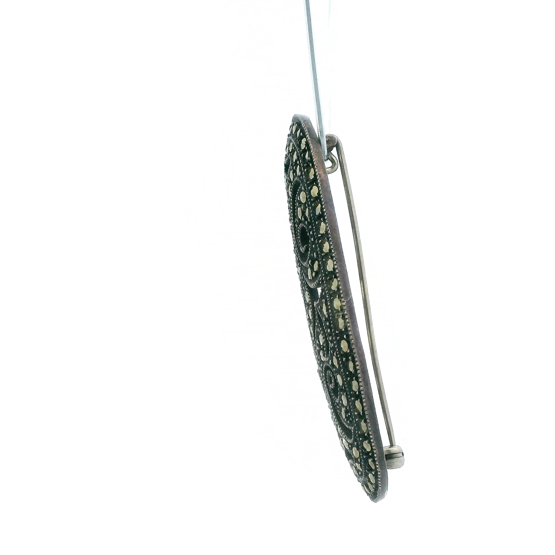 Sterling Silver Marcasite Vintage Wings Pendant