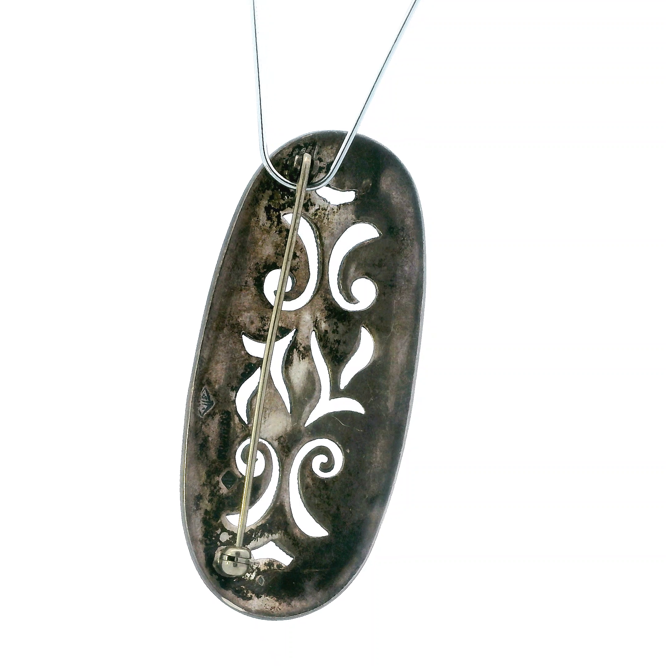 Sterling Silver Marcasite Vintage Wings Pendant