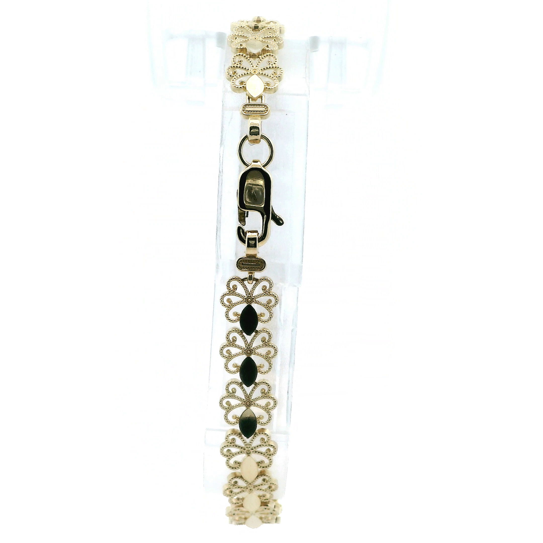 10K Yellow Gold Filigree Flower Bracelet