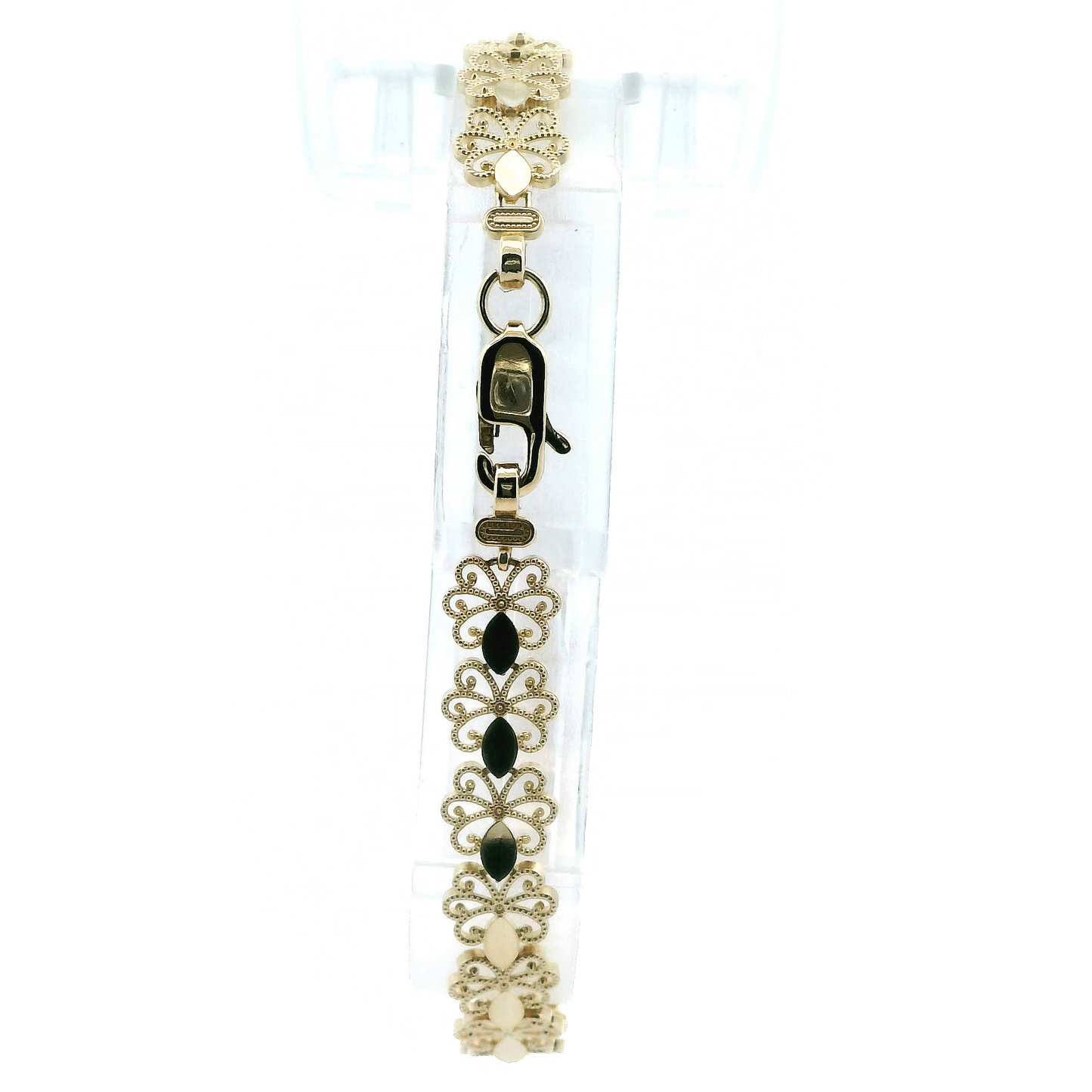 10K Yellow Gold Filigree Flower Bracelet