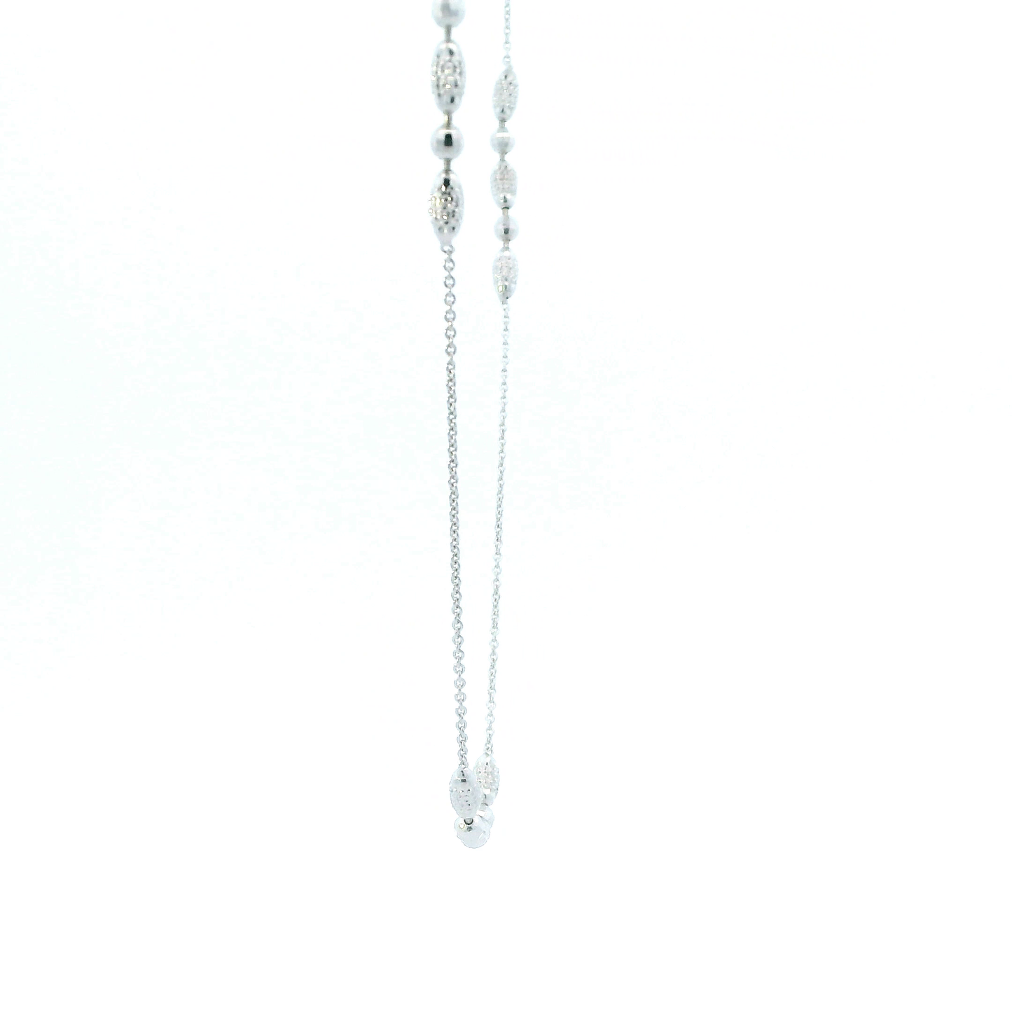 10K White Gold Round Beaded Anklet