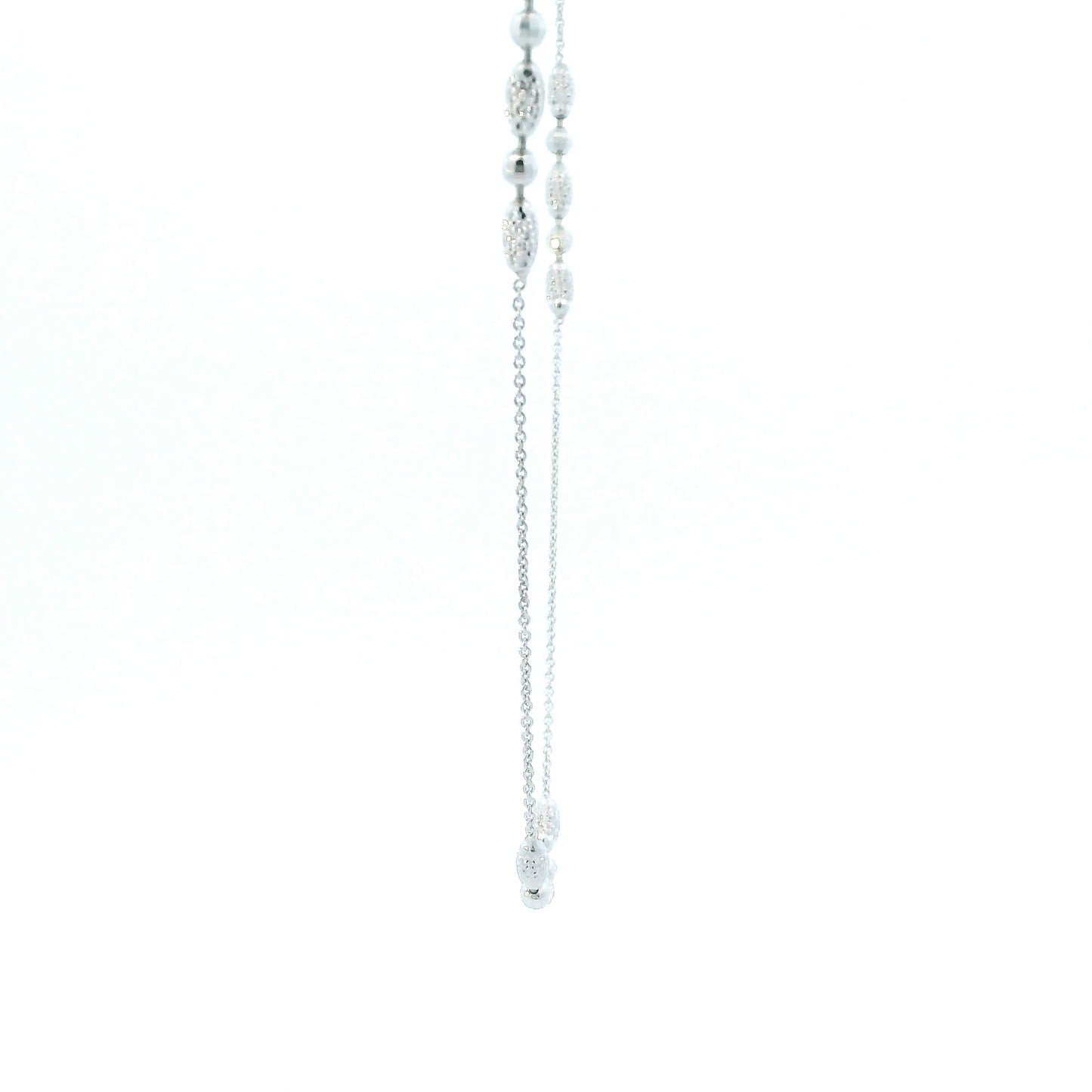10K White Gold Round Beaded Anklet