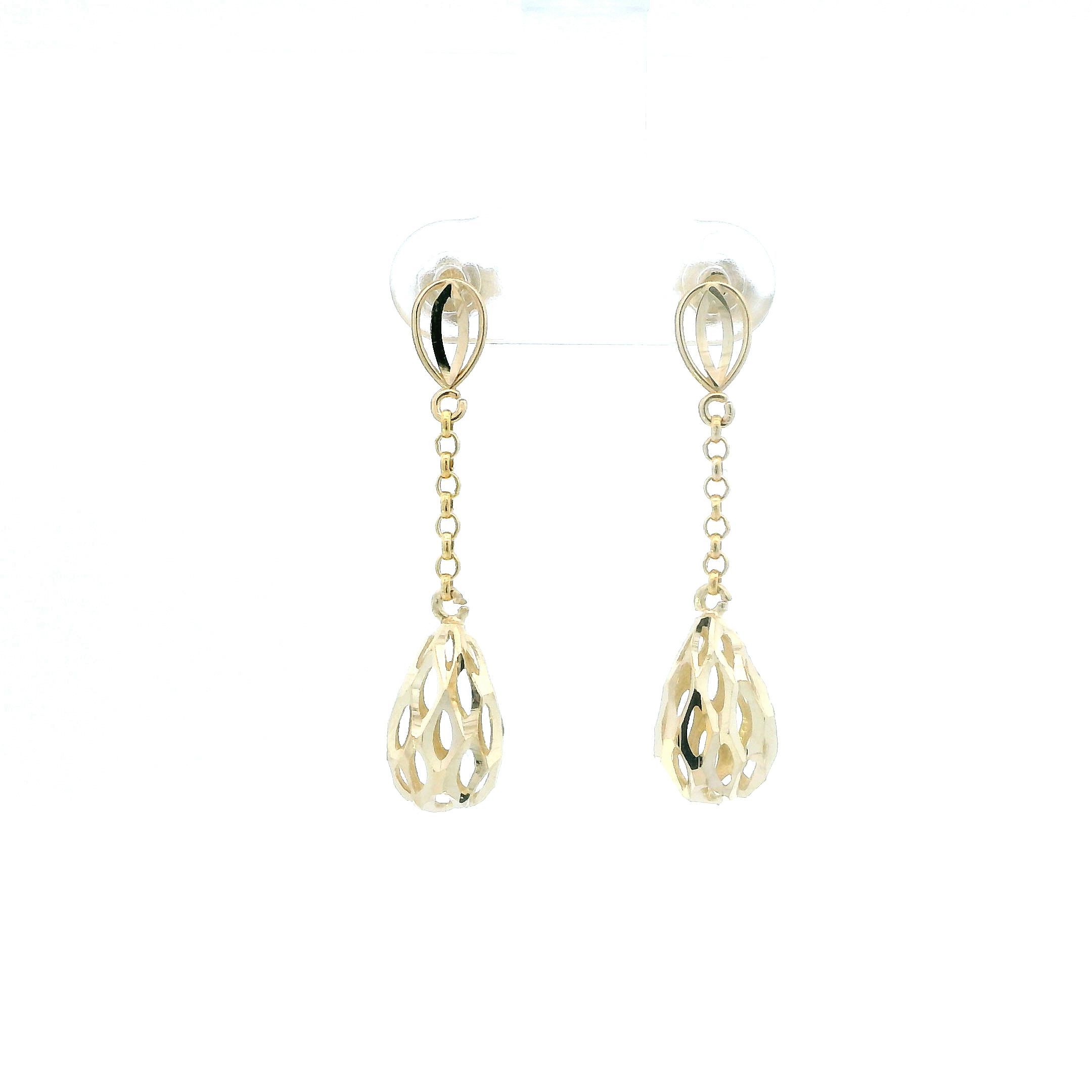 14K Yellow Gold Dangle Drop Cut Earrings