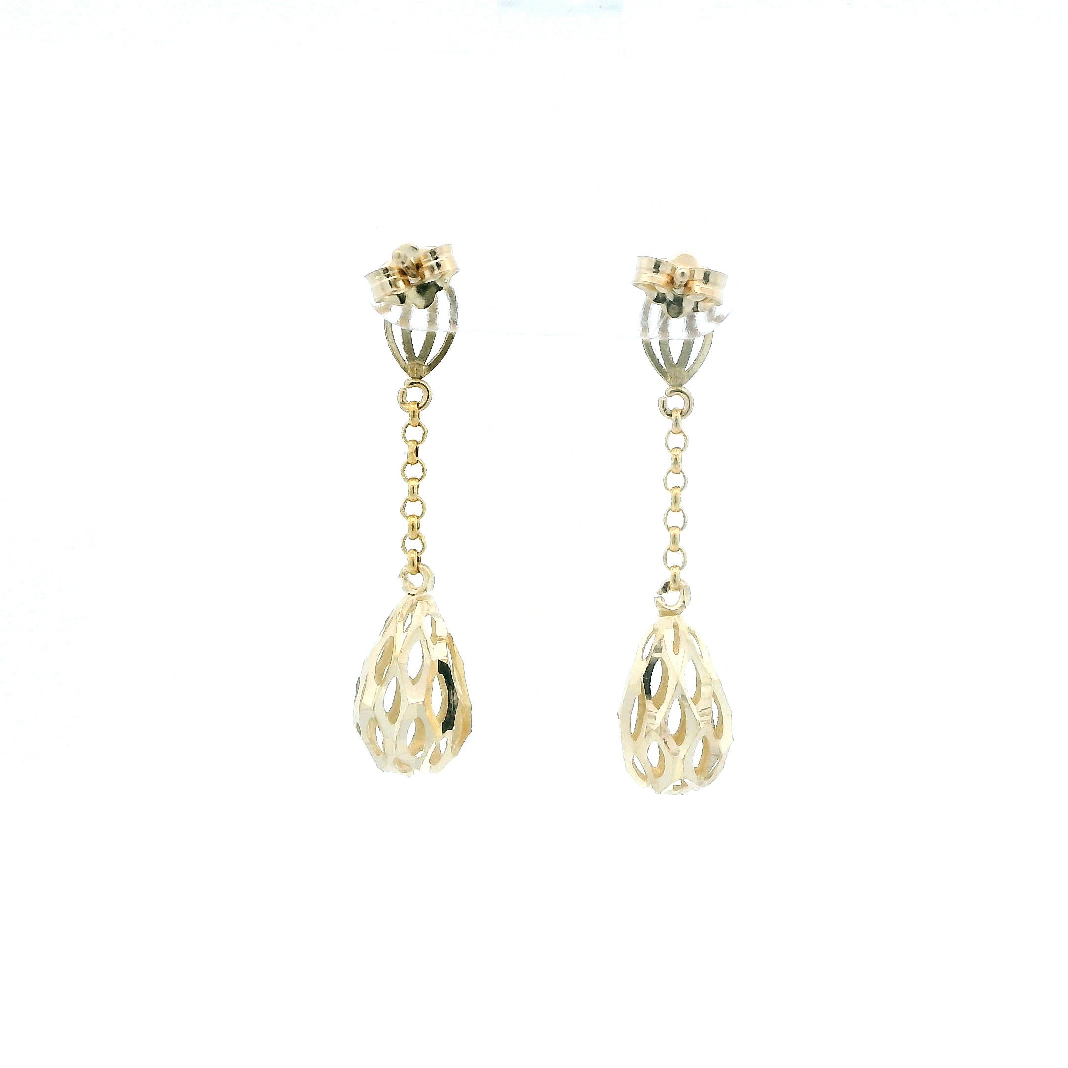 14K Yellow Gold Dangle Drop Cut Earrings