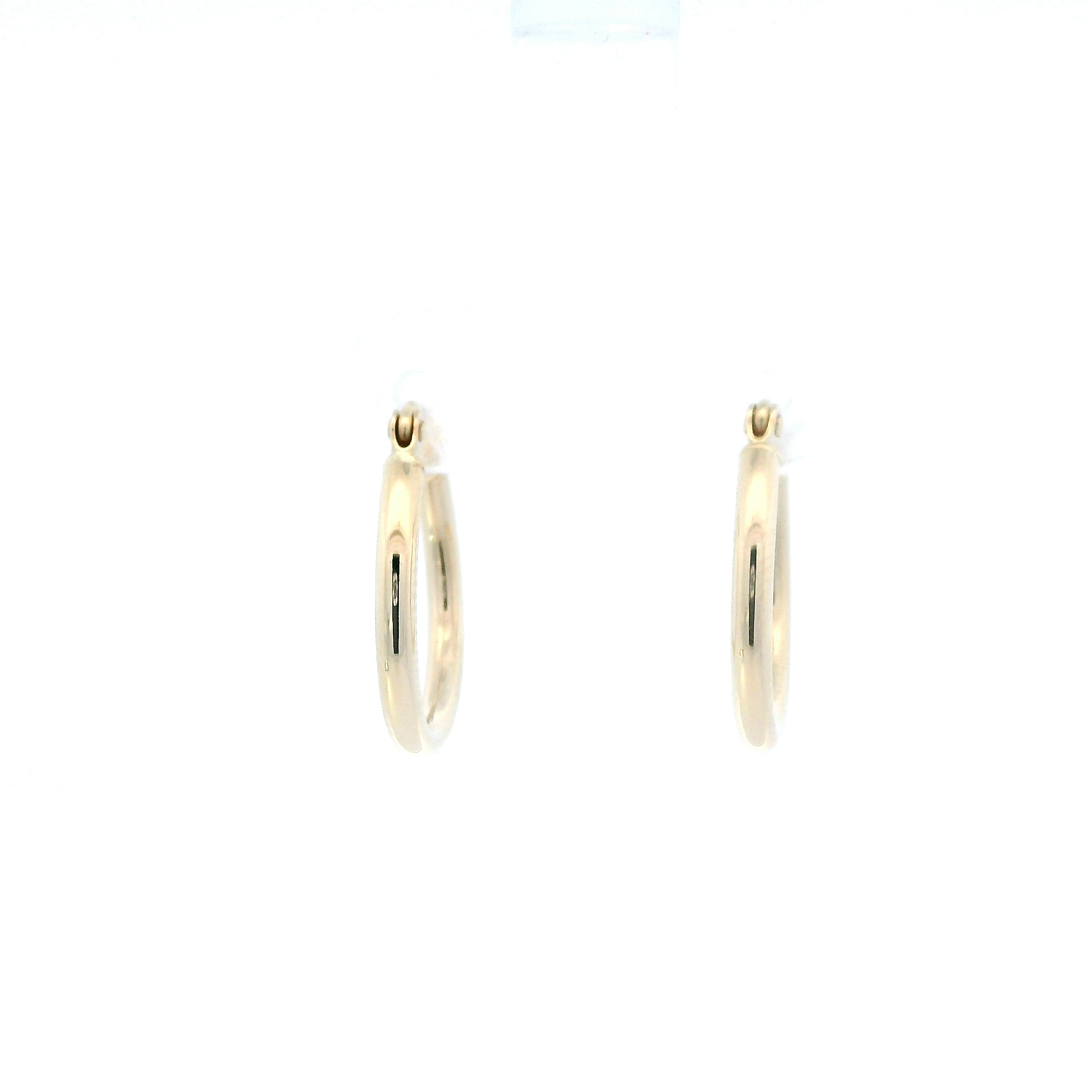 14K Yellow Gold Tube Hoop Earrings