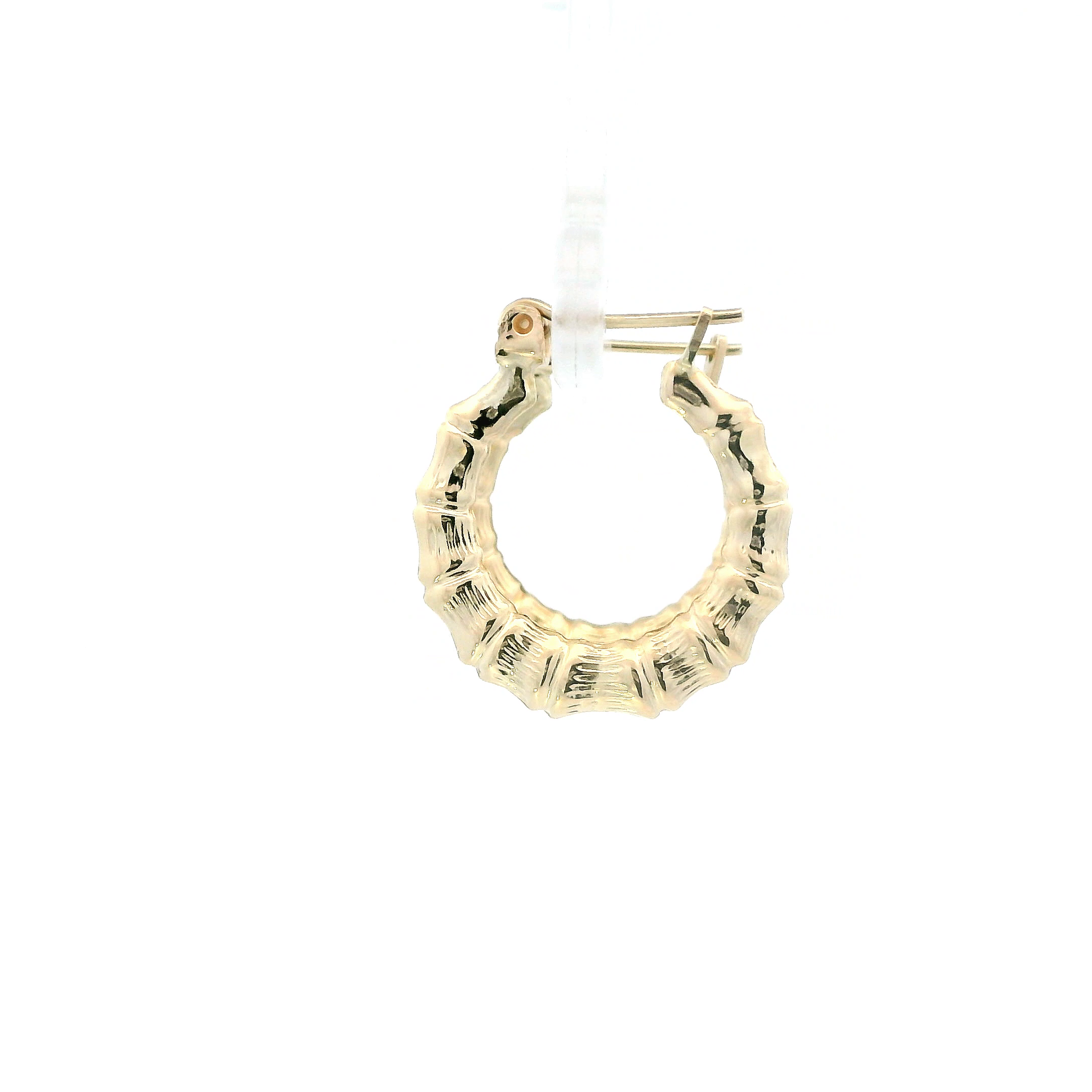 10K Yellow Gold Bamboo Hoop Earrings