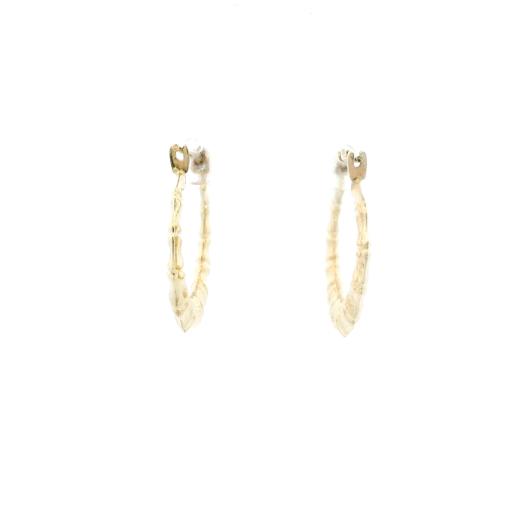 10K Yellow Gold Bamboo Hoop Earrings