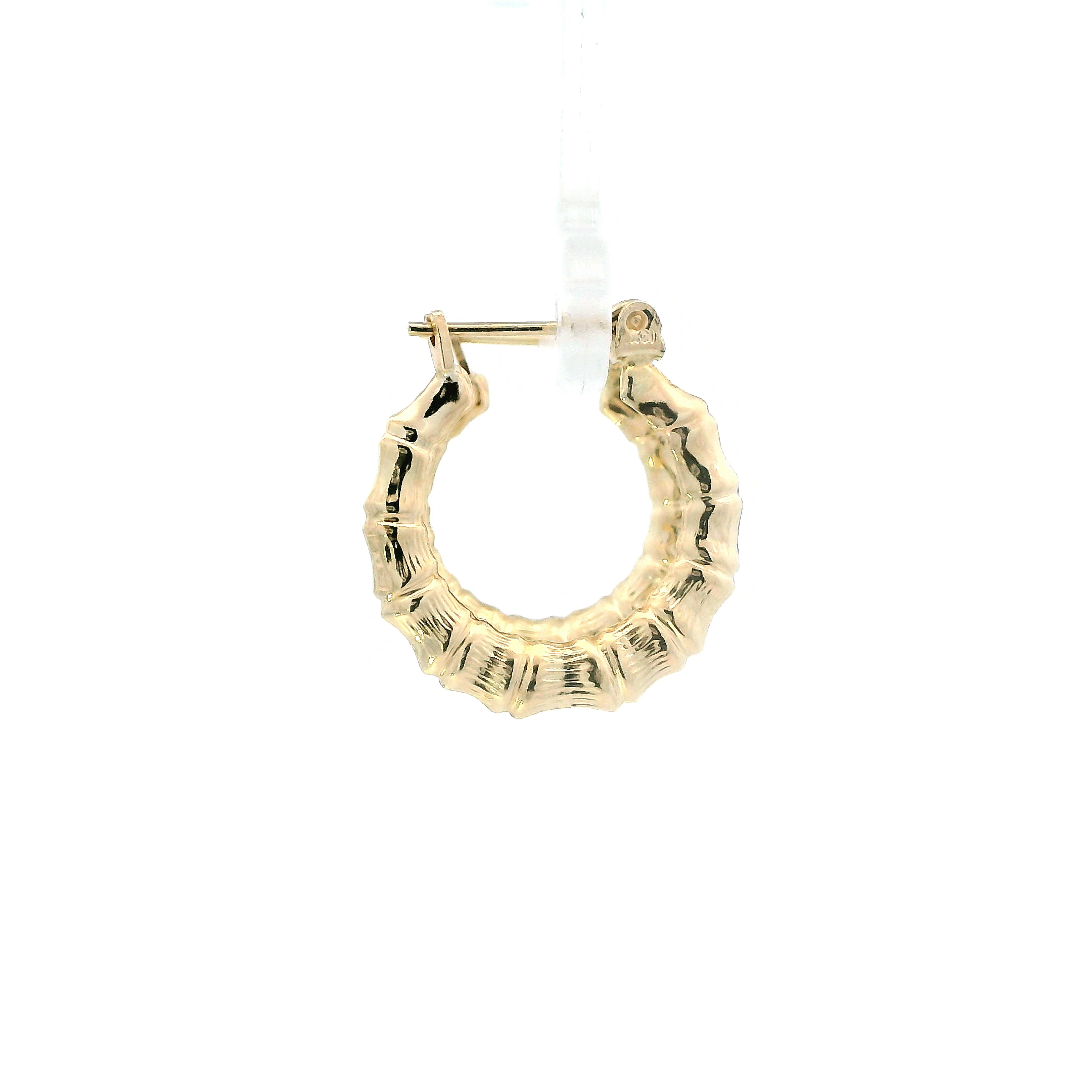 10K Yellow Gold Bamboo Hoop Earrings