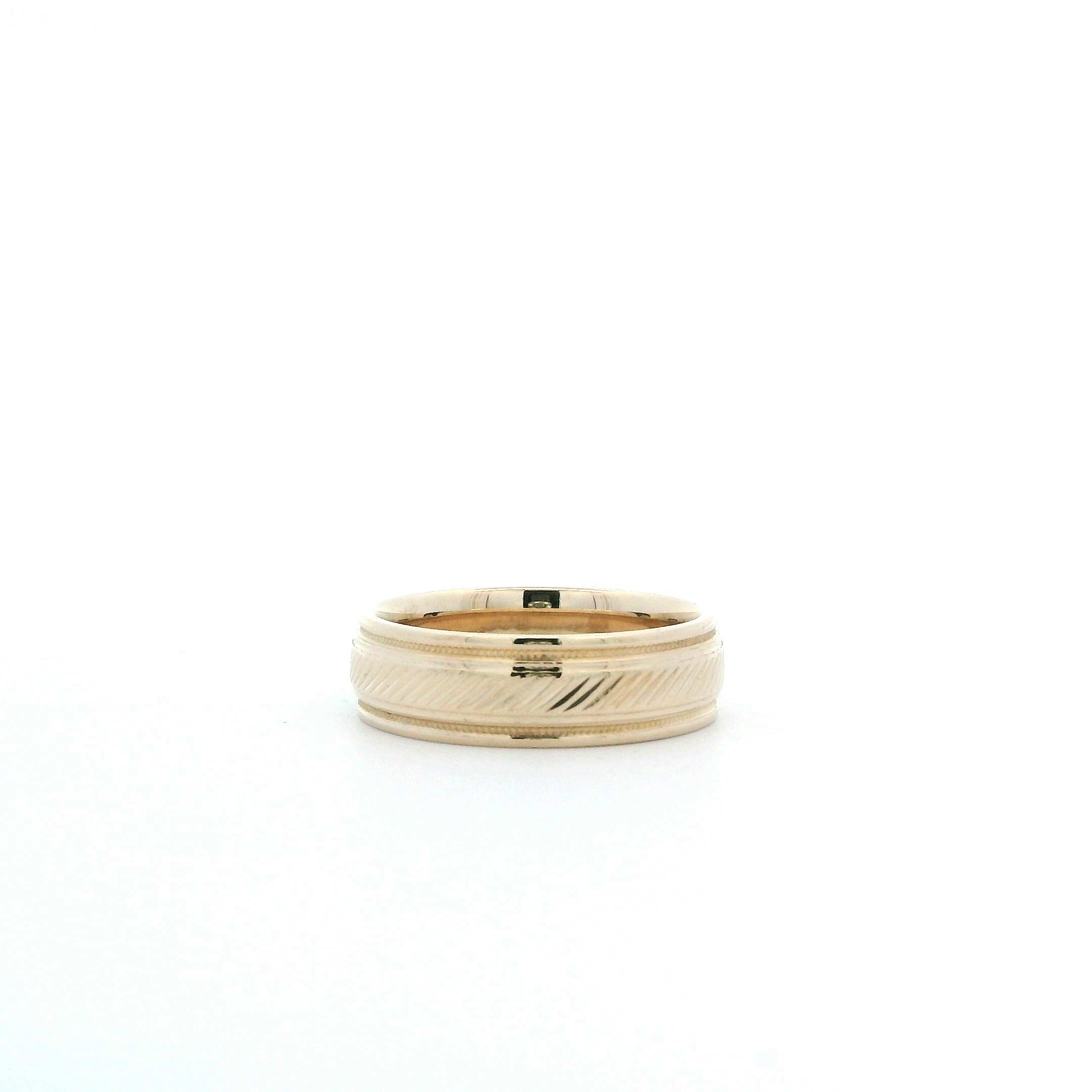 14K Yellow Gold Diamond Cut Center Band