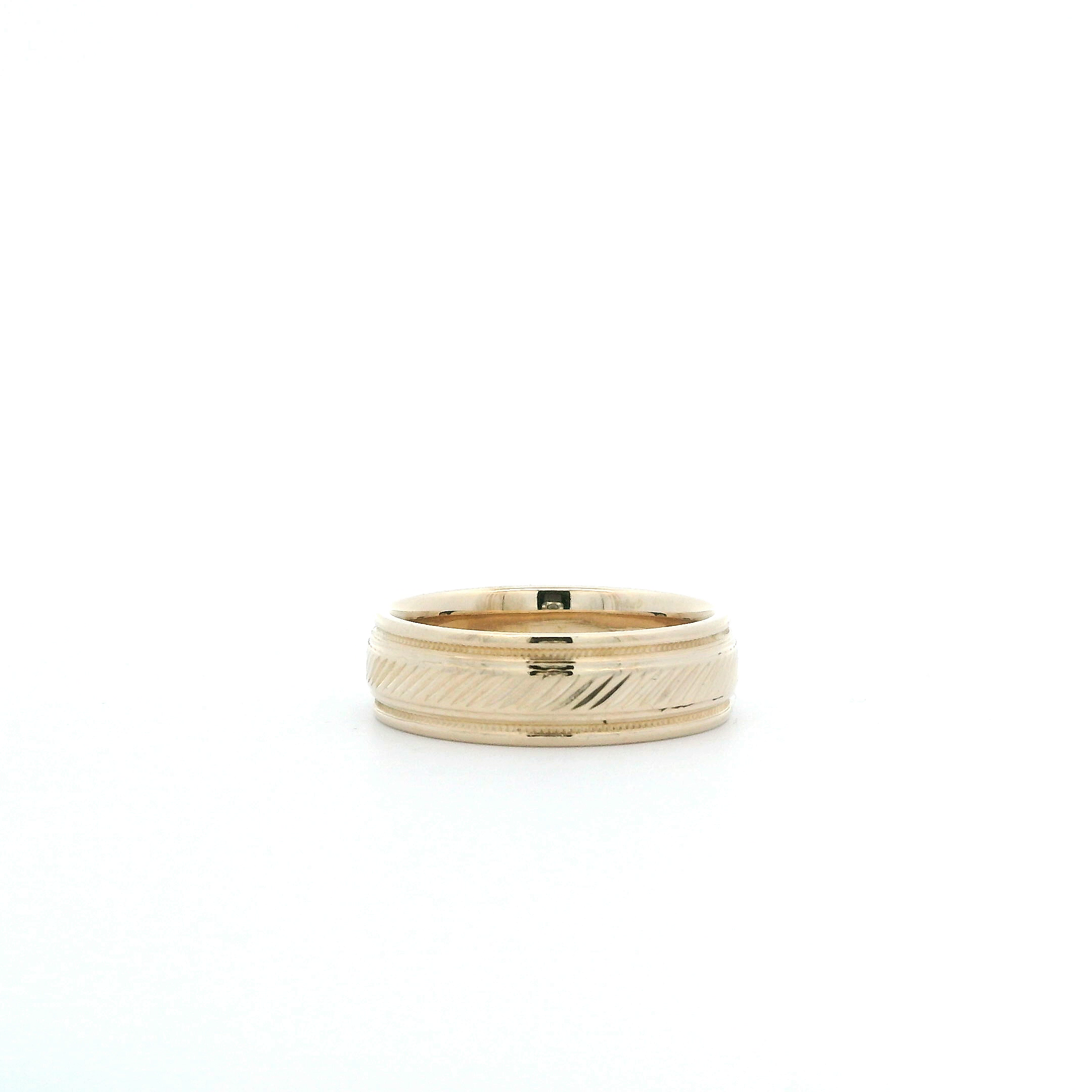 14K Yellow Gold Diamond Cut Center Band