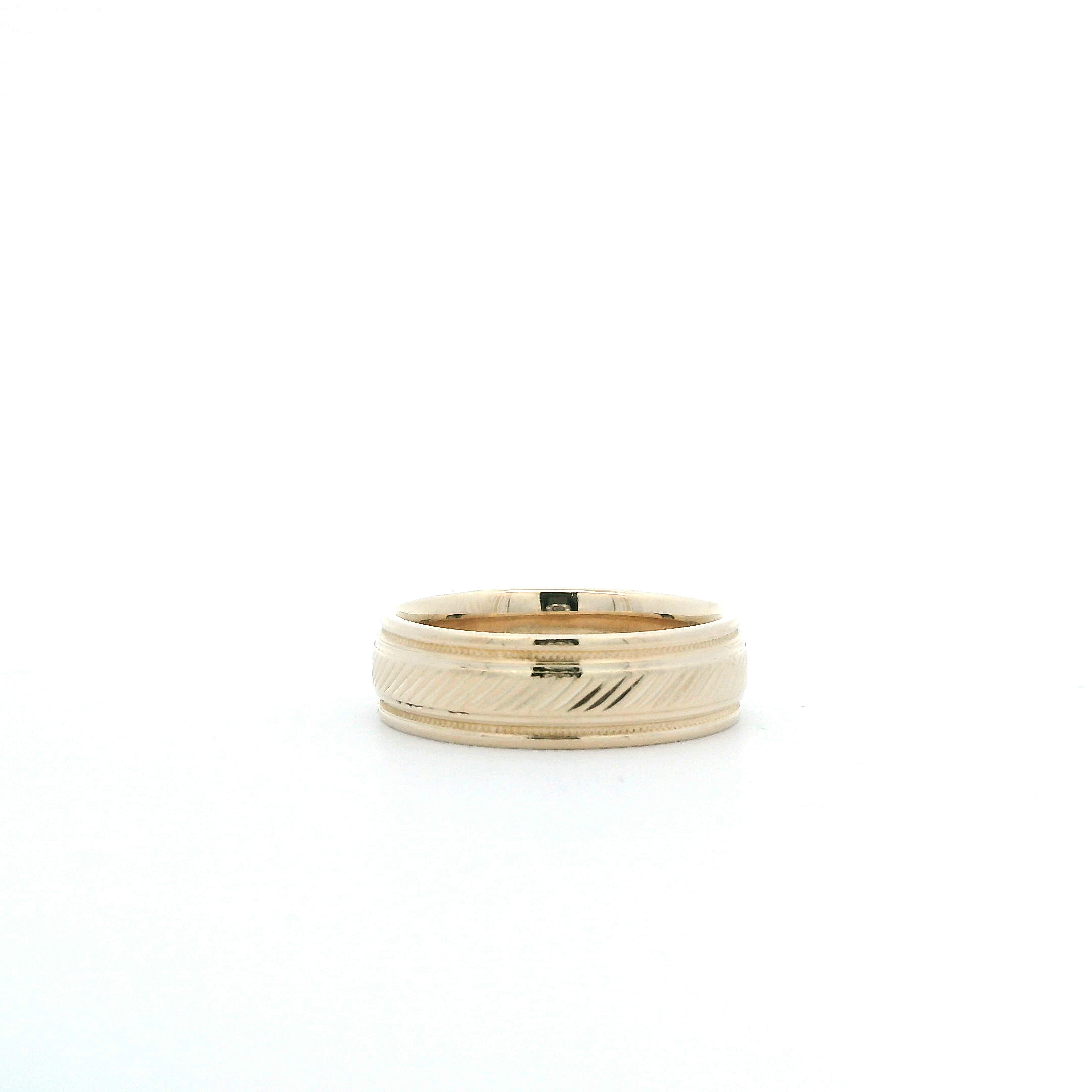 14K Yellow Gold Diamond Cut Center Band
