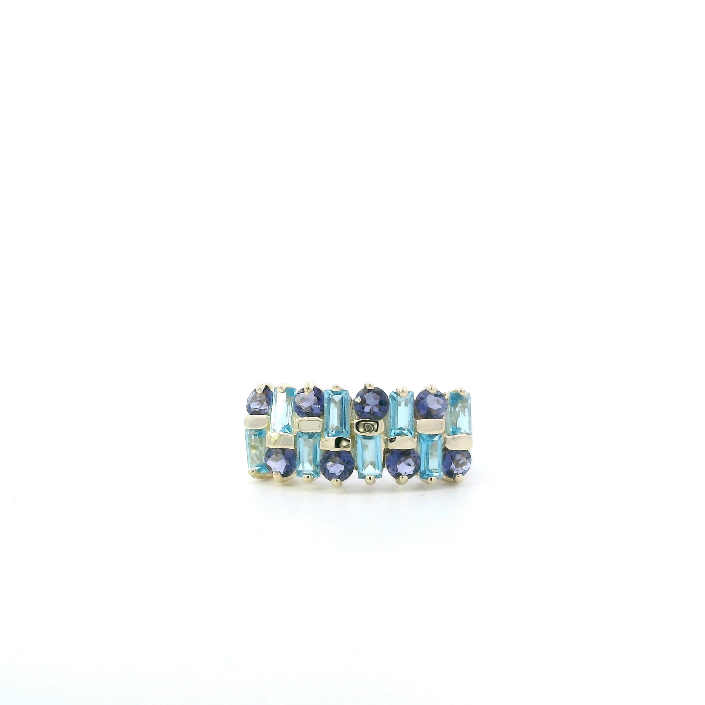 10K Yellow Gold Tanzanite & Blue Topaz Womens Ring