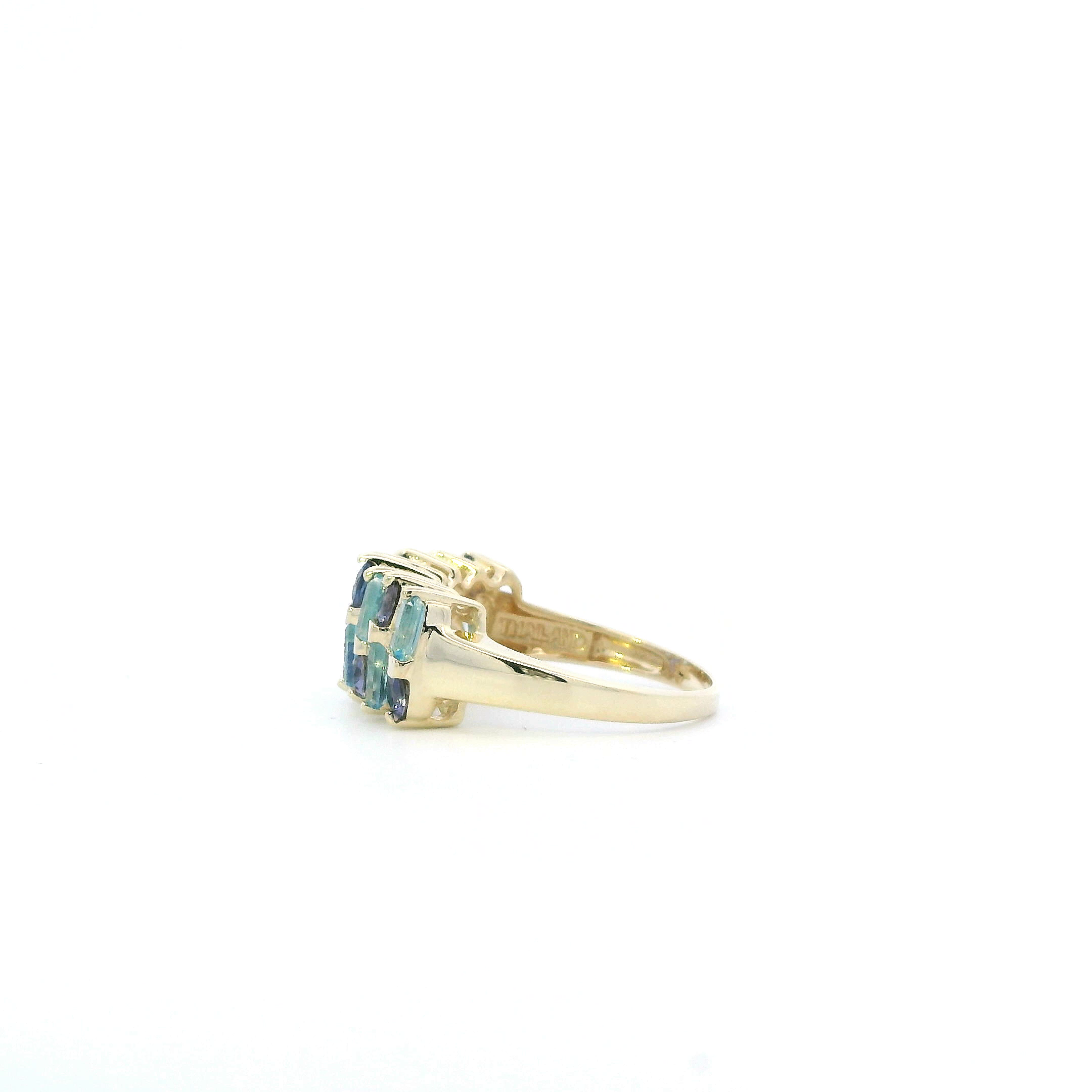10K Yellow Gold Tanzanite & Blue Topaz Womens Ring