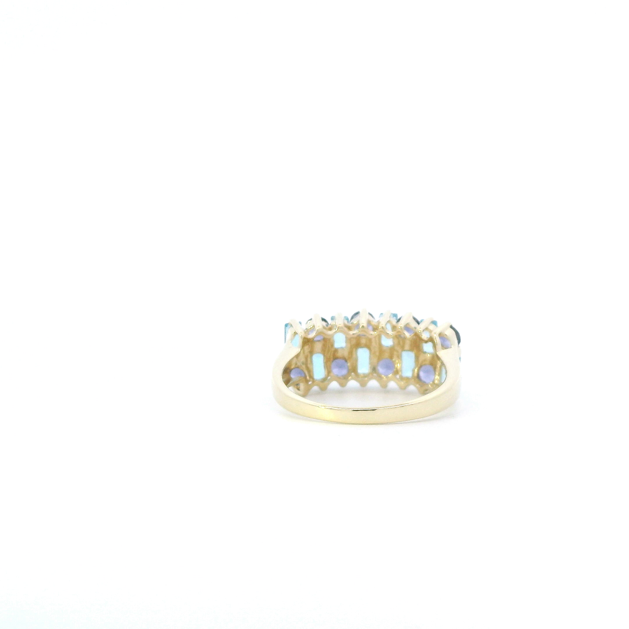 10K Yellow Gold Tanzanite & Blue Topaz Womens Ring