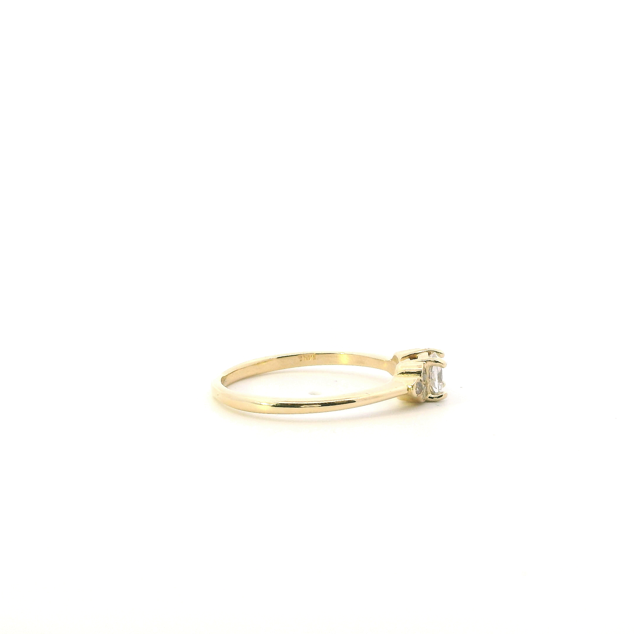 14K Yellow Gold Diamond & Cush Moissanite Women's Ring - 0.13ct