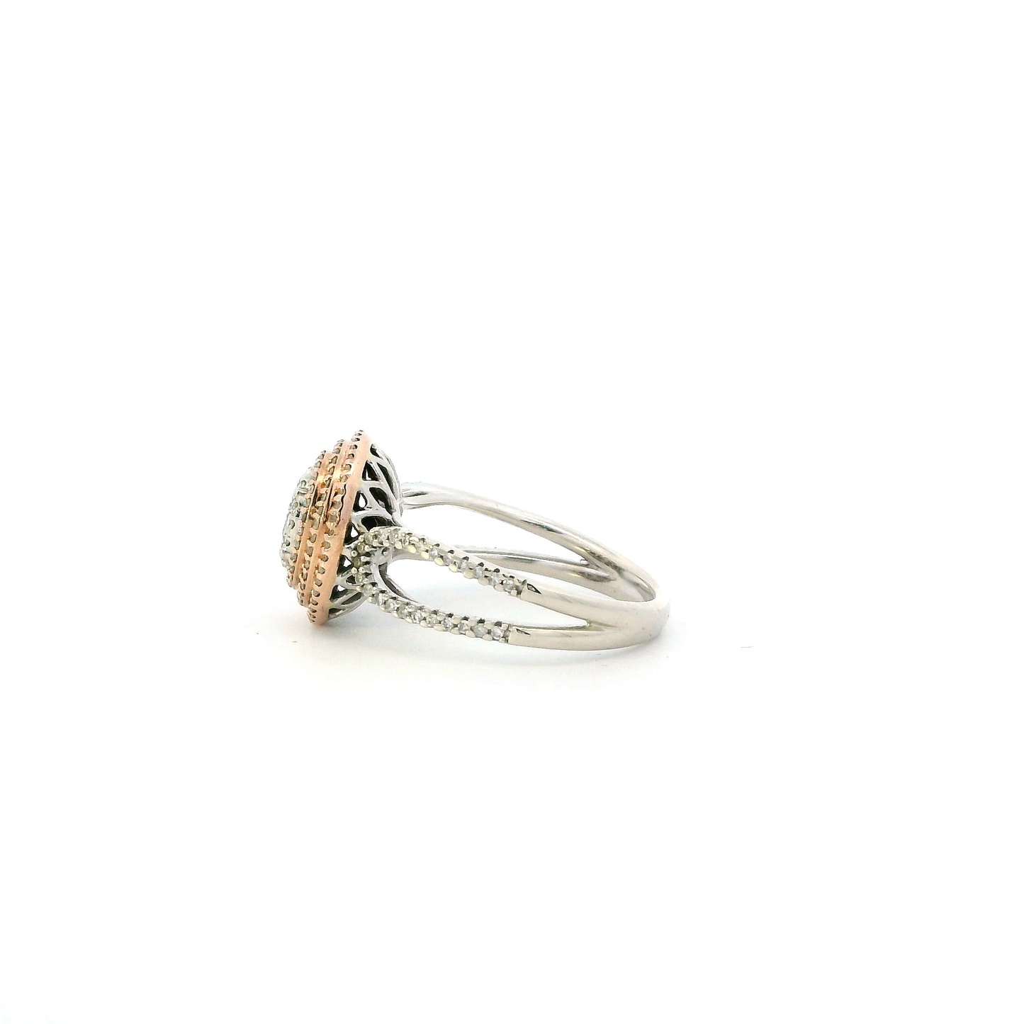 10K White & Rose Gold Diamond Womens Ring - 0.08ct