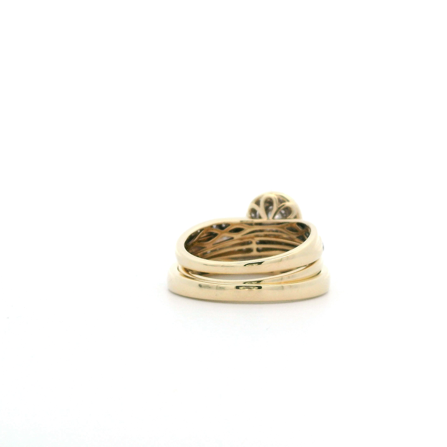 14K Yellow Gold Diamond Women's & Men's Engagement & Wedding Ring Set - 0.83ct