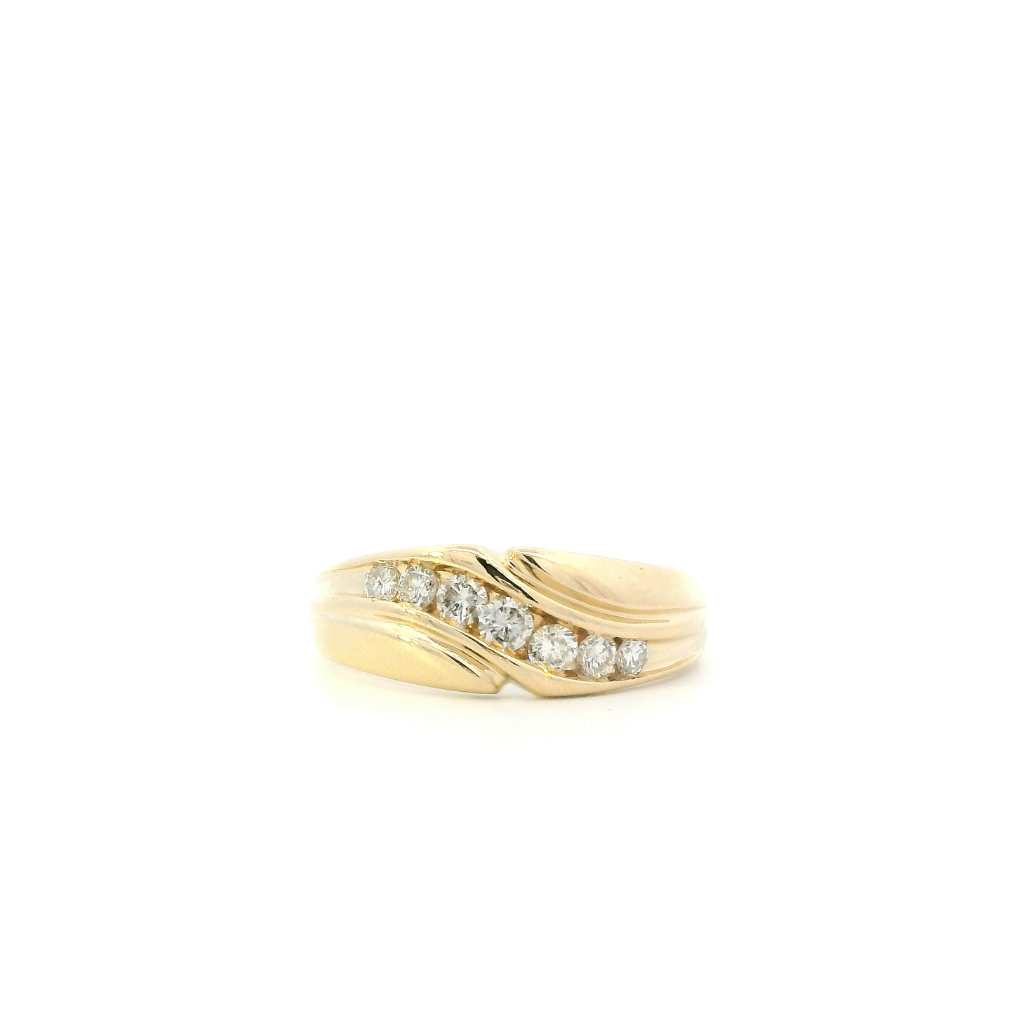 14K Yellow Gold Diamond Mens Ring - 0.49ct
