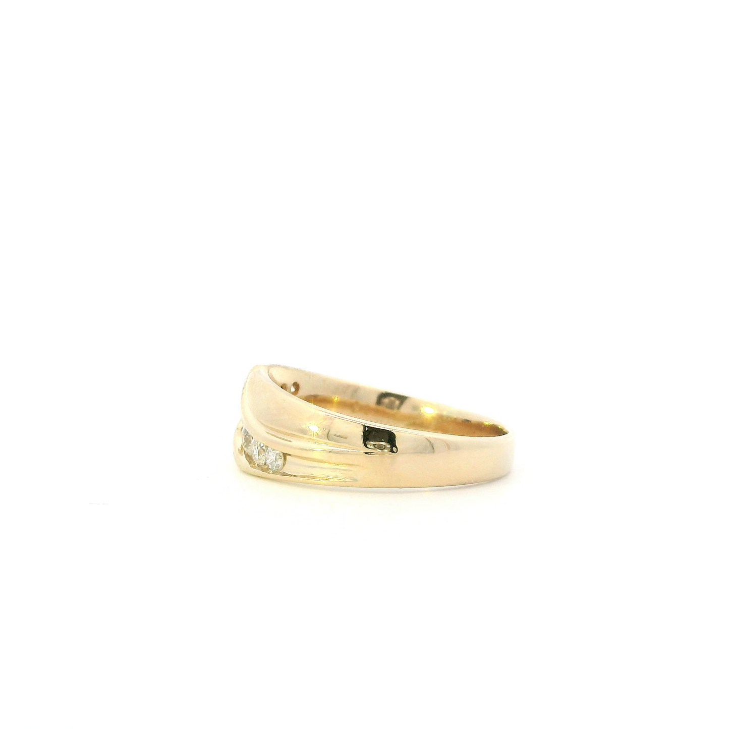 14K Yellow Gold Diamond Mens Ring - 0.49ct