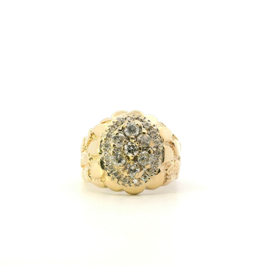 14K Yellow Gold Diamond Mens Ring - 1.08ct