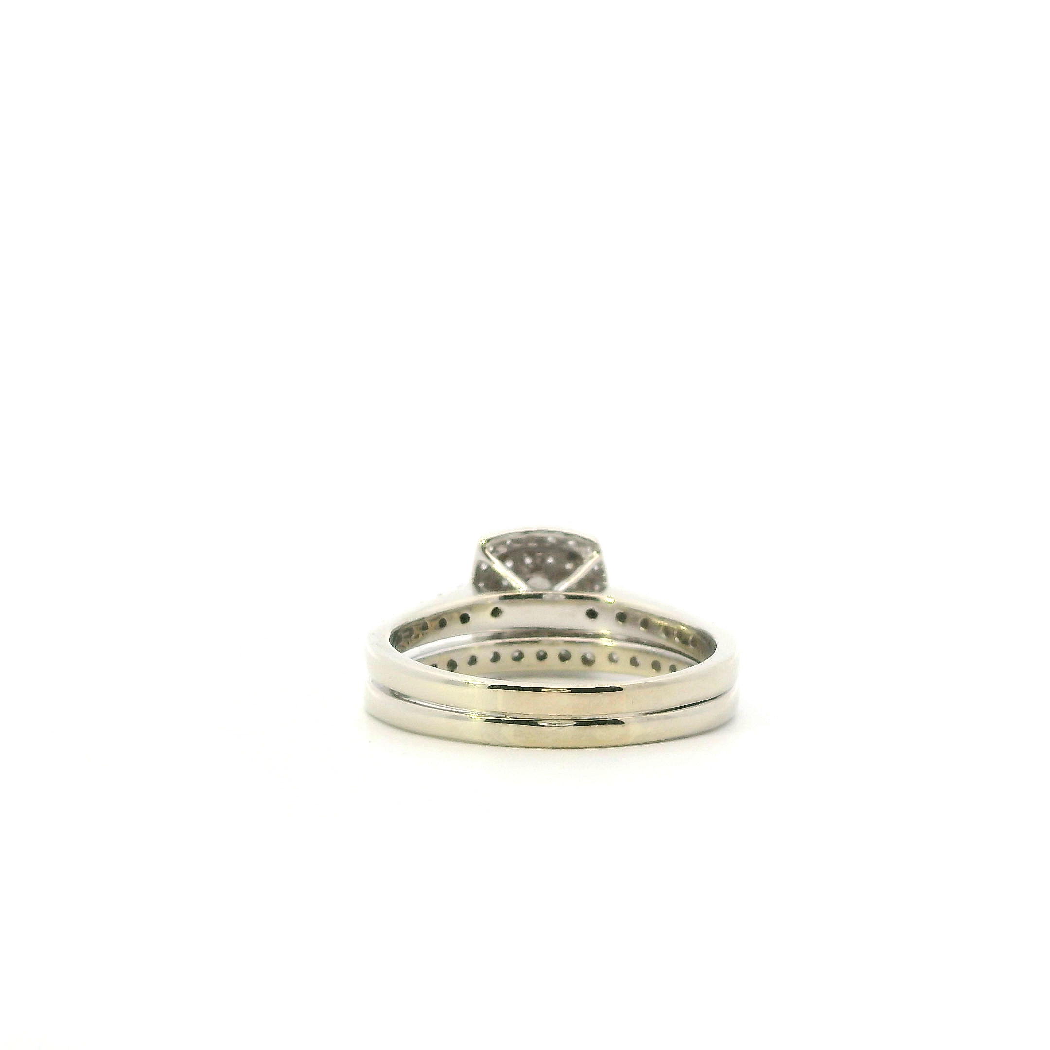 10K White Gold Diamond Womens Engagement & Wedding Ring Set -0.77ct