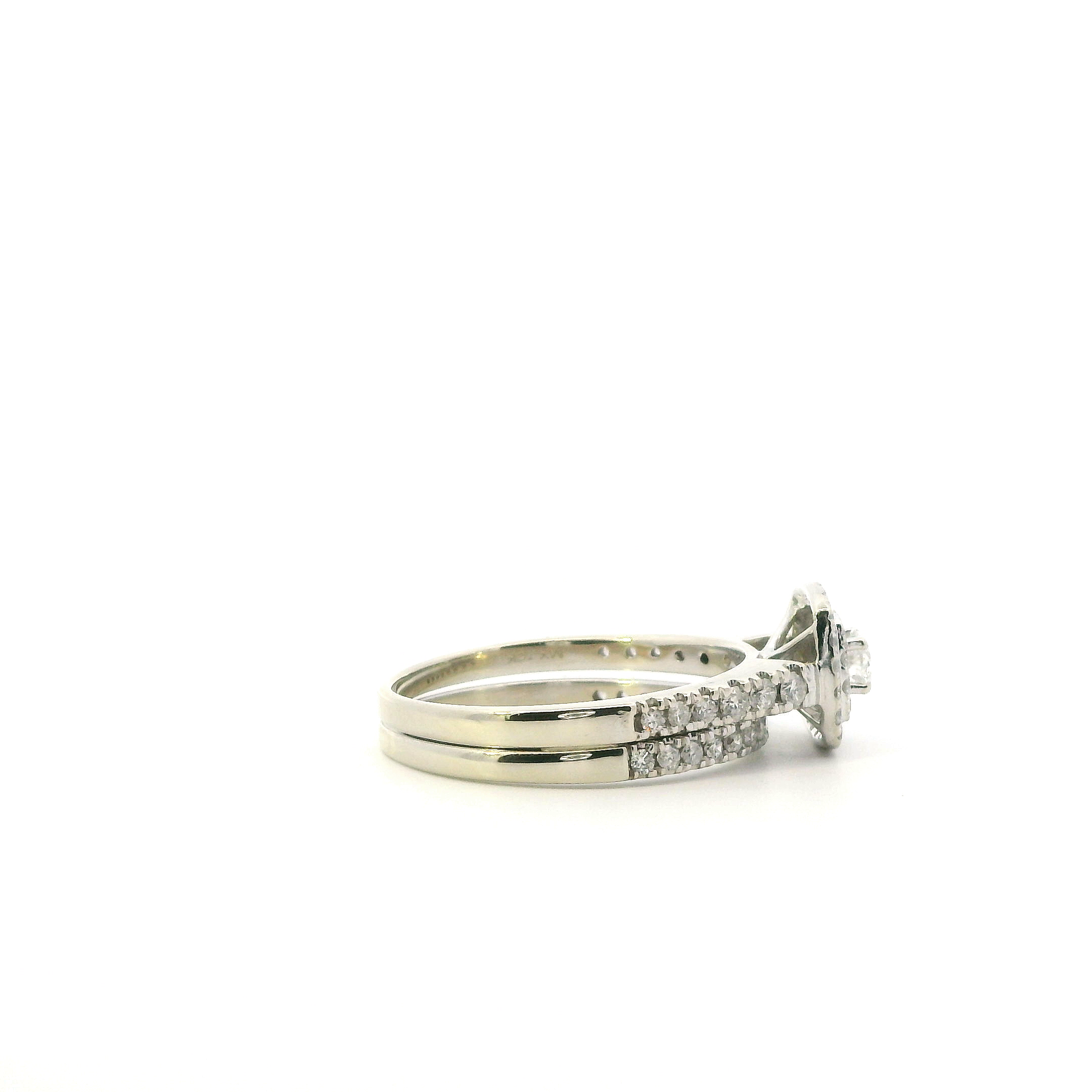 10K White Gold Diamond Womens Engagement & Wedding Ring Set -0.77ct