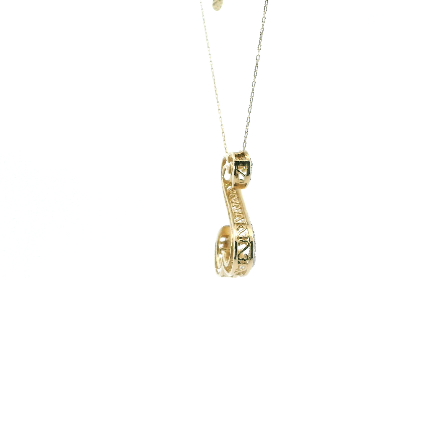 14K Yellow Gold Diamond Open Heart Pendant & Cable Chain Set - 0.82ct