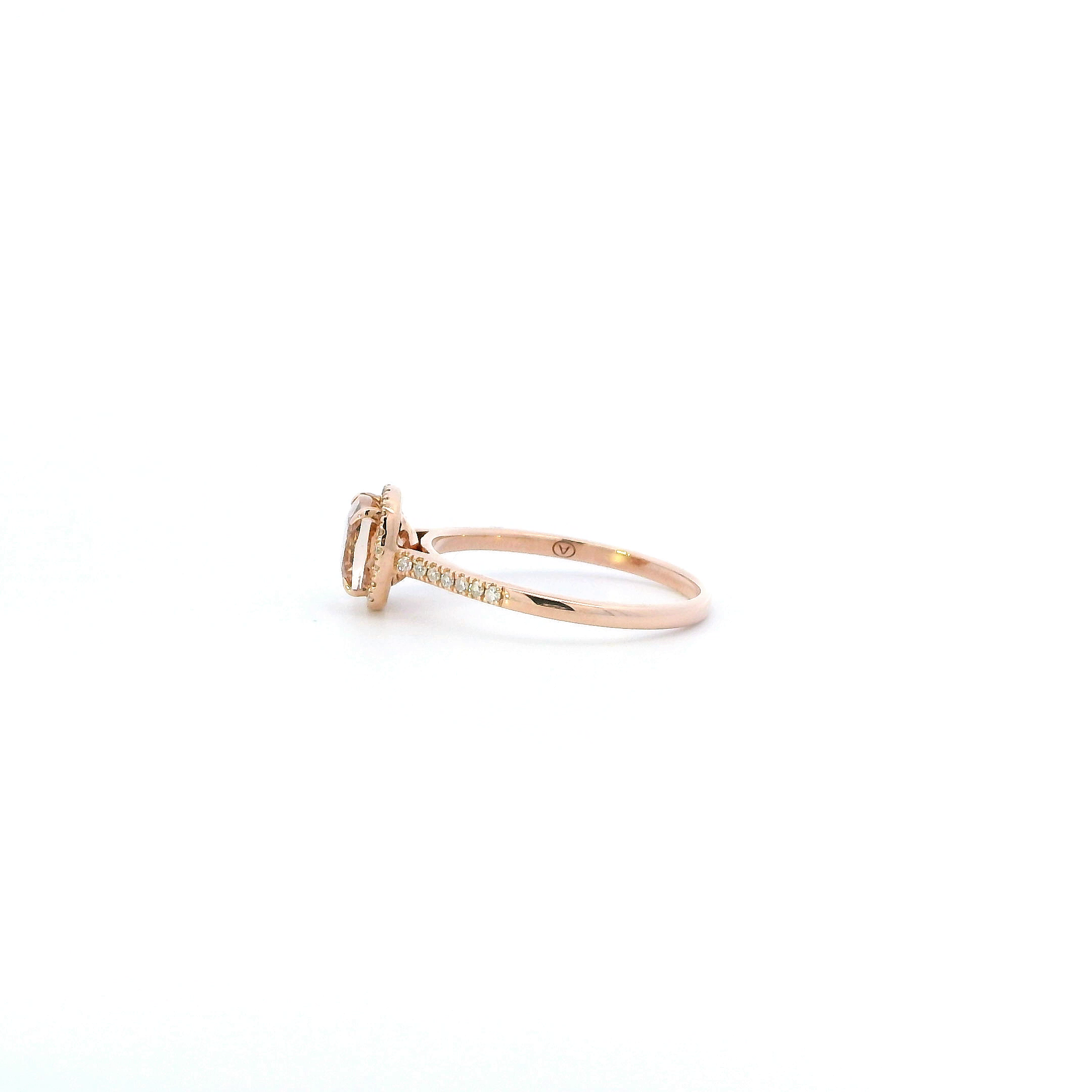 14K Rose Gold Cush Morganite & Diamond Womens Ring - 0.13ct
