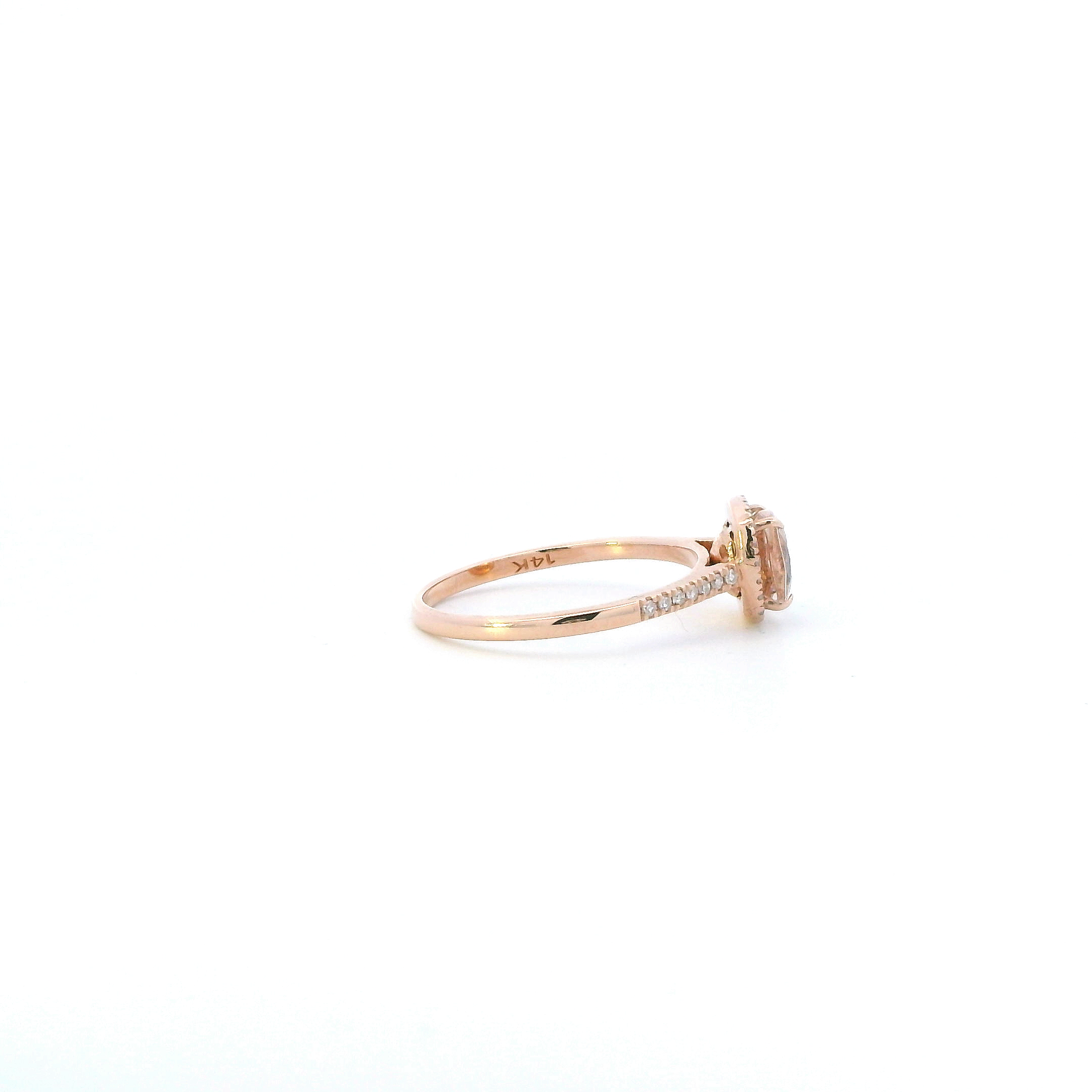 14K Rose Gold Cush Morganite & Diamond Womens Ring - 0.13ct