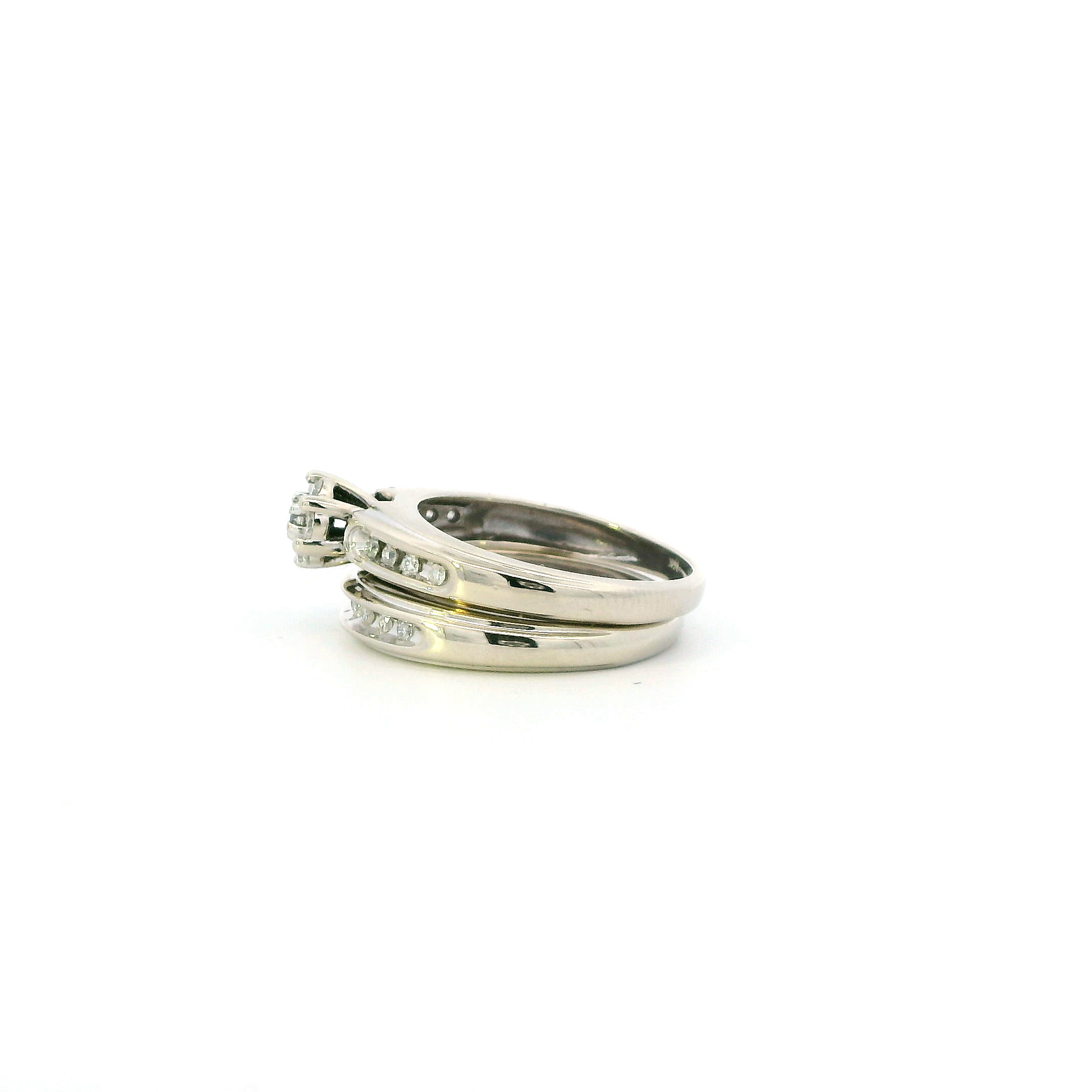 14K White Gold Diamond Womens Engagement & Wedding 'Keepsake' Ring Set - 0.39ct