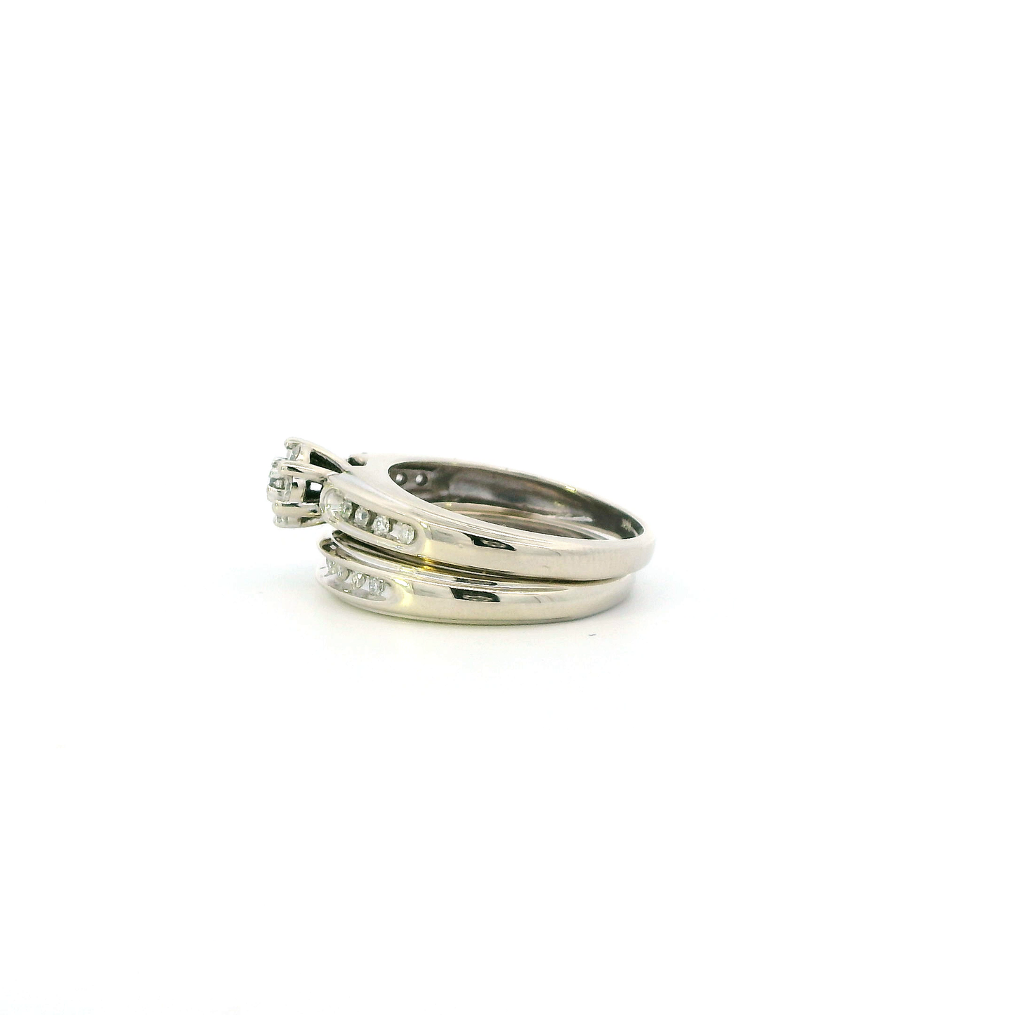 14K White Gold Diamond Womens Engagement & Wedding 'Keepsake' Ring Set - 0.39ct