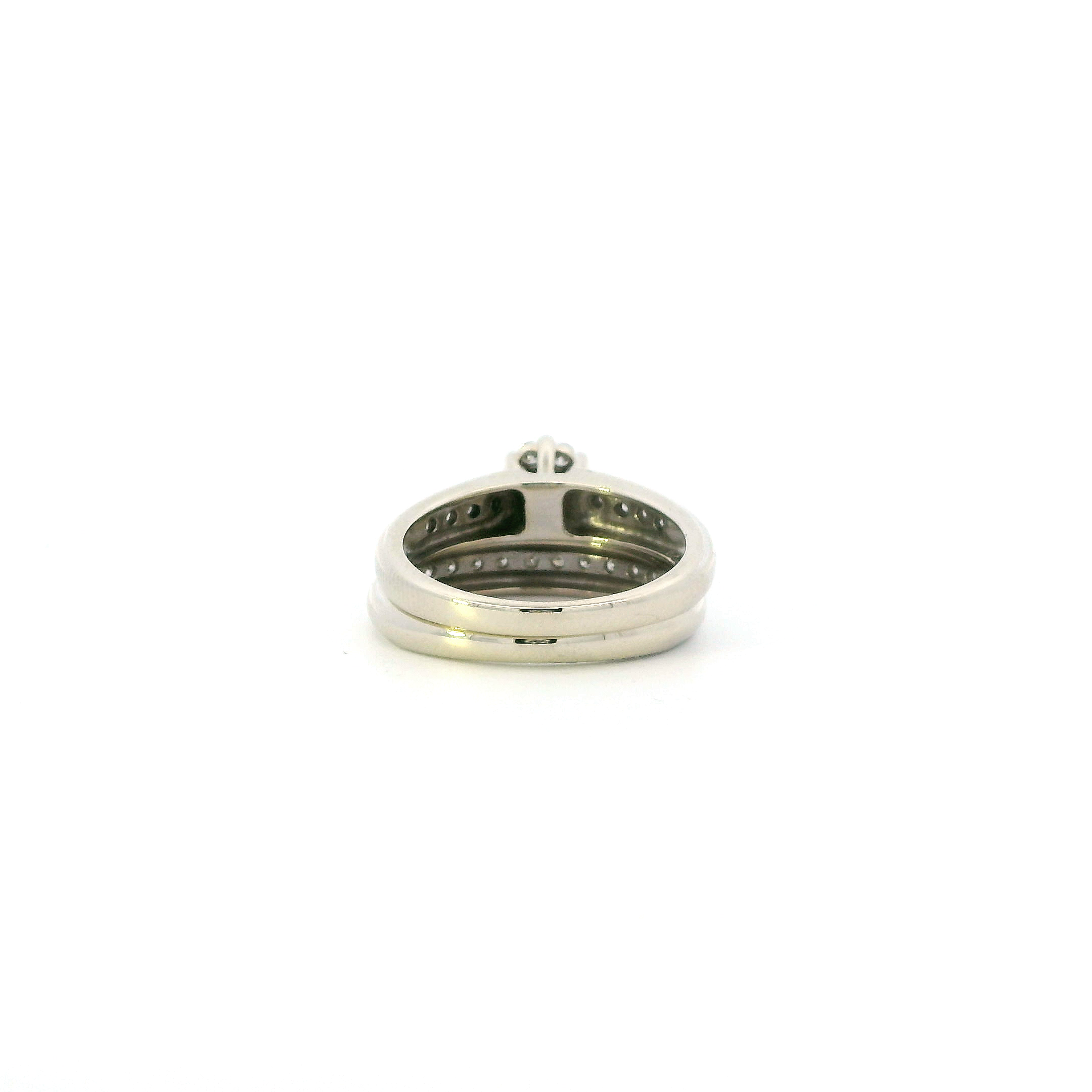 14K White Gold Diamond Womens Engagement & Wedding 'Keepsake' Ring Set - 0.39ct