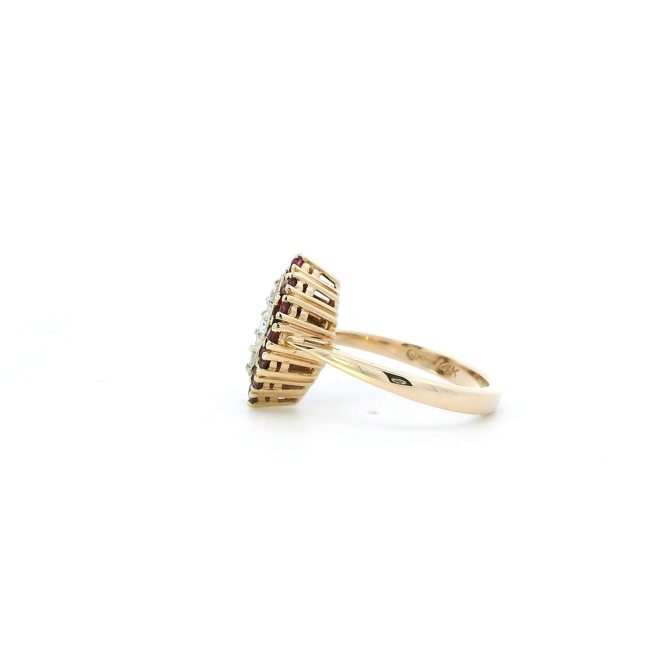 14K Yellow Gold Diamond & Ruby Womens Ring - 0.19ct