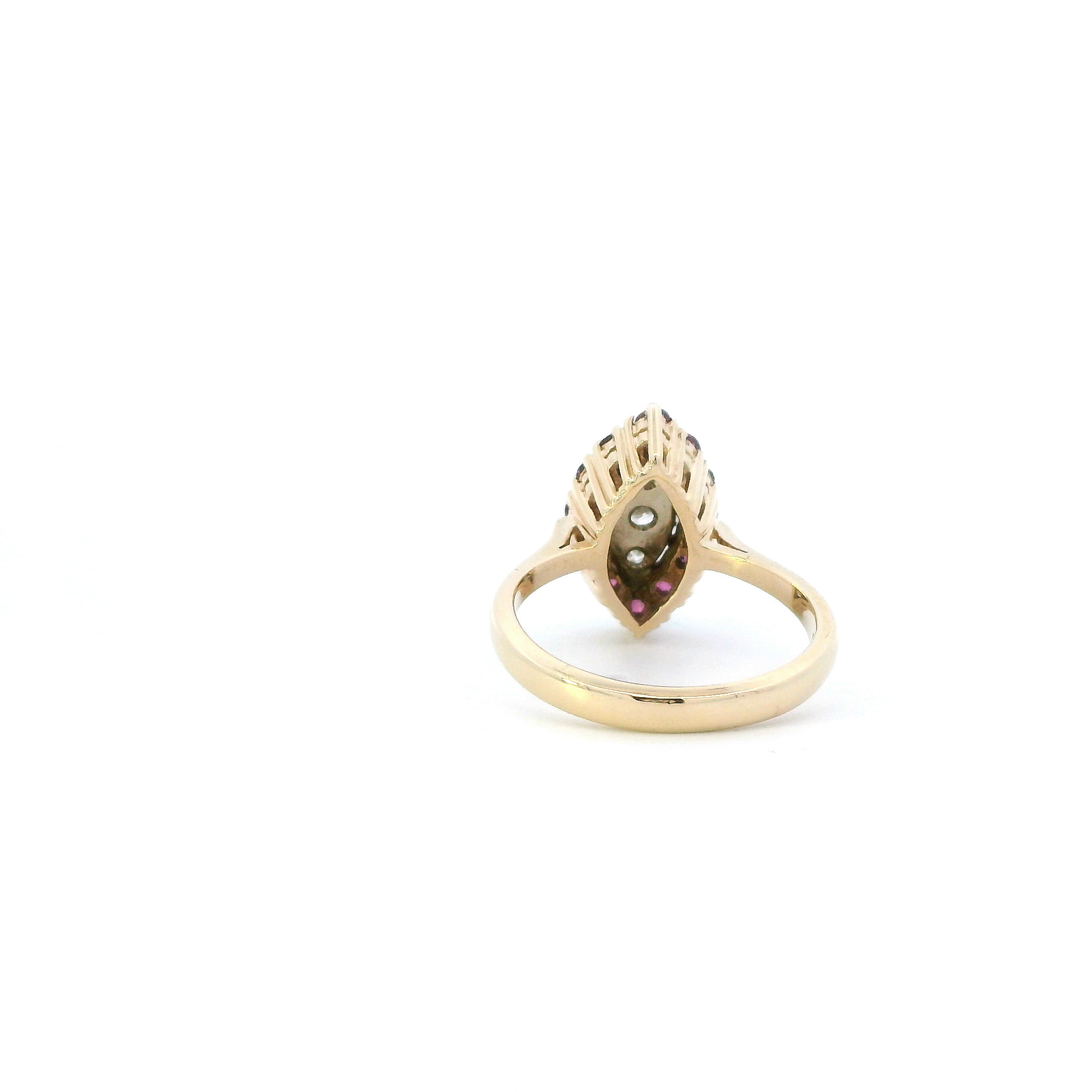 14K Yellow Gold Diamond & Ruby Womens Ring - 0.19ct