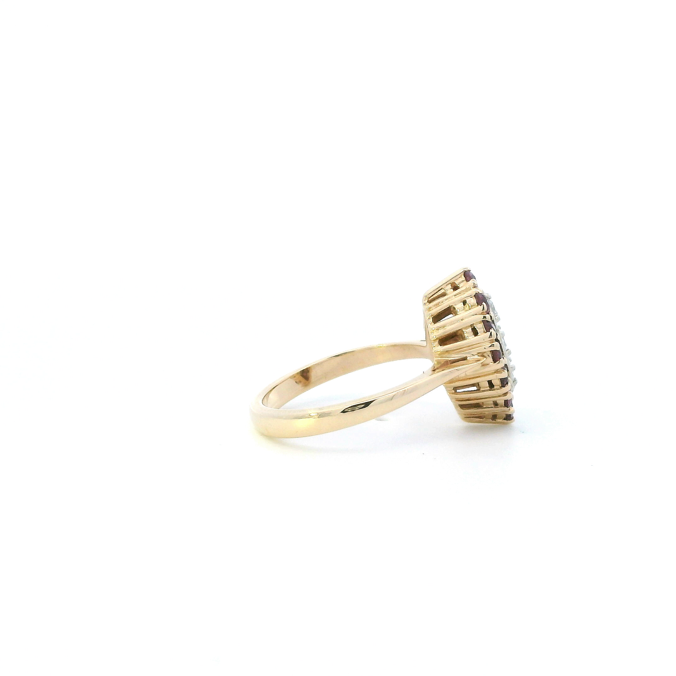 14K Yellow Gold Diamond & Ruby Womens Ring - 0.19ct