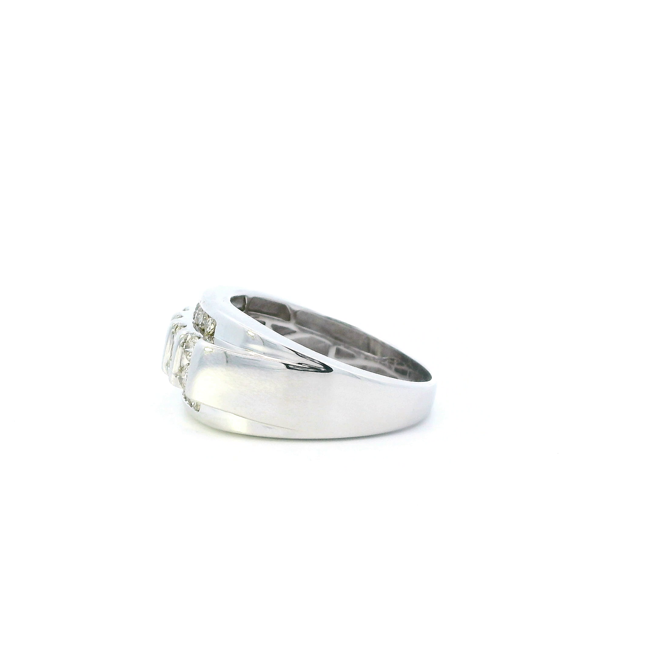 10K White Gold Diamond Mens Ring - 1.13ct