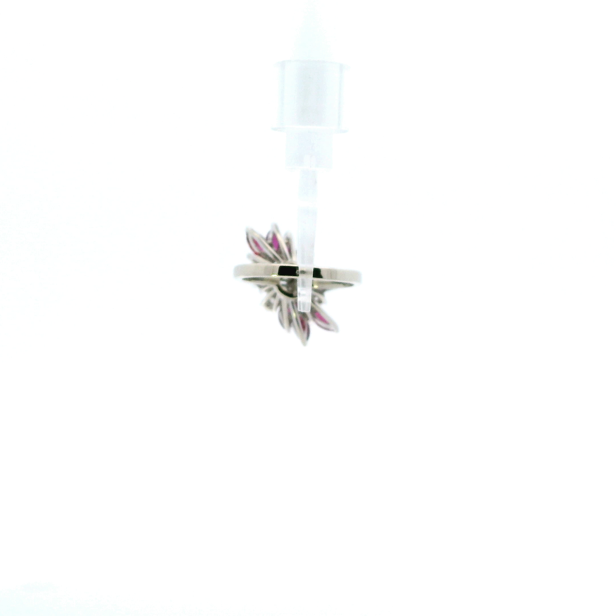 14K White Gold Diamond & Ruby Womens Ring -0.80ct