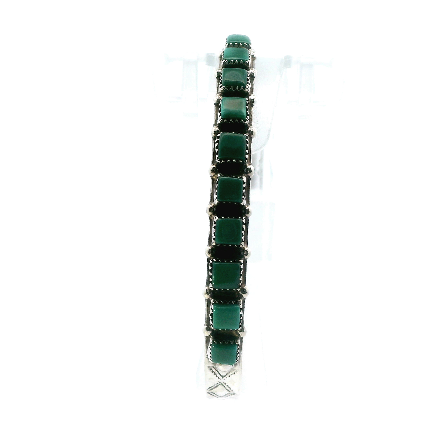 Sterling Silver Green Turquoise Navajo Bracelet