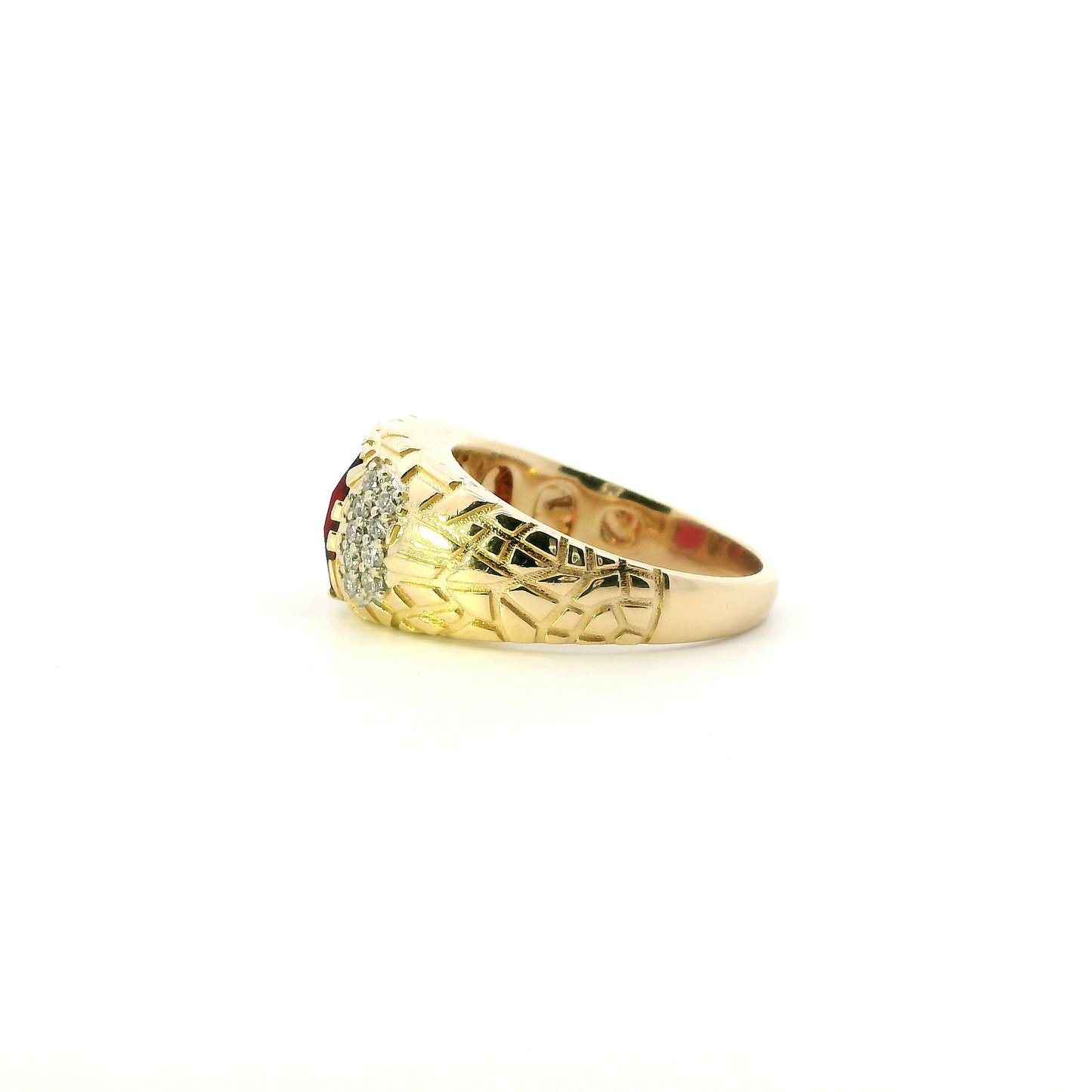 14K Yellow Gold Ruby Nugget Men's Ring- 0.27ct