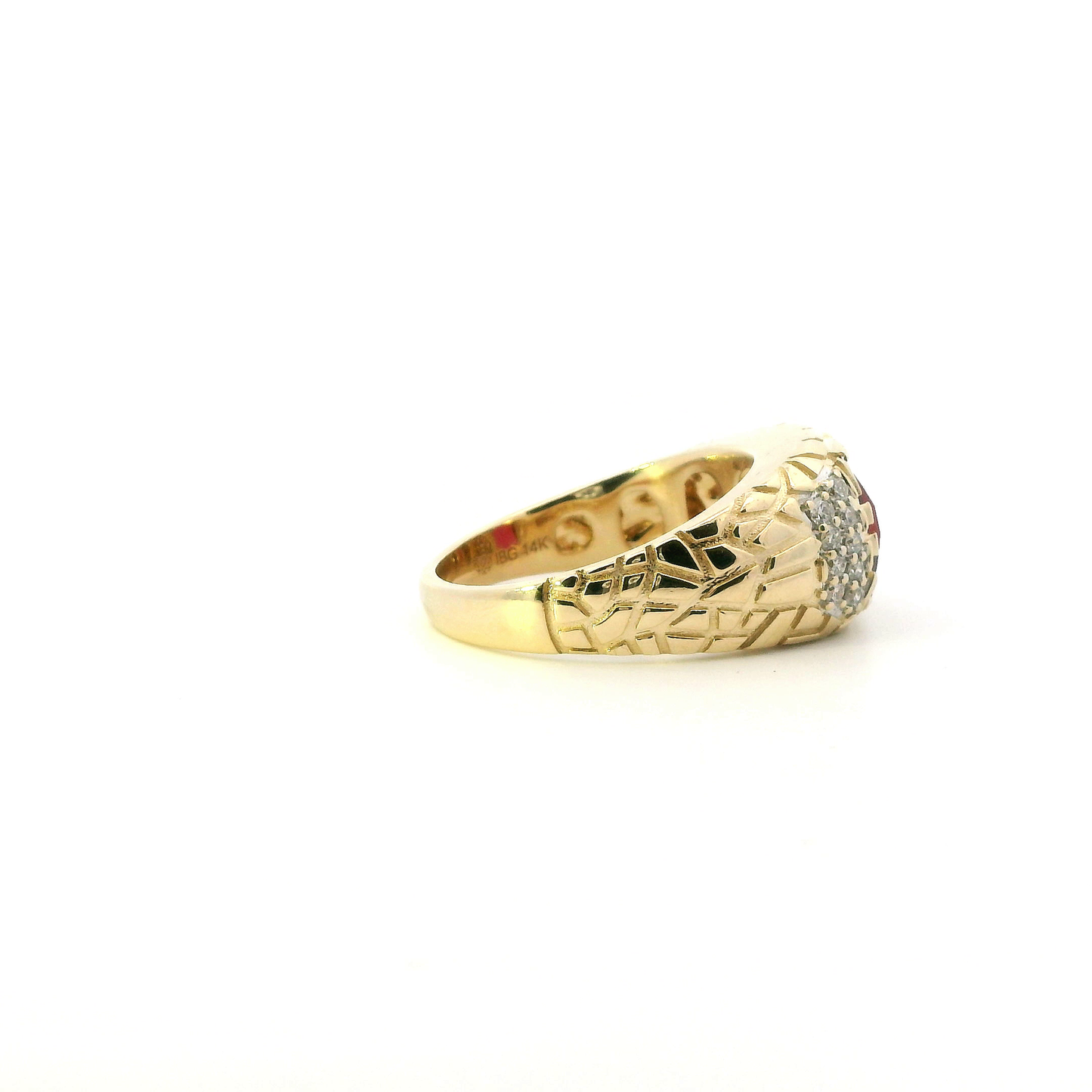 14K Yellow Gold Ruby Nugget Men's Ring- 0.27ct