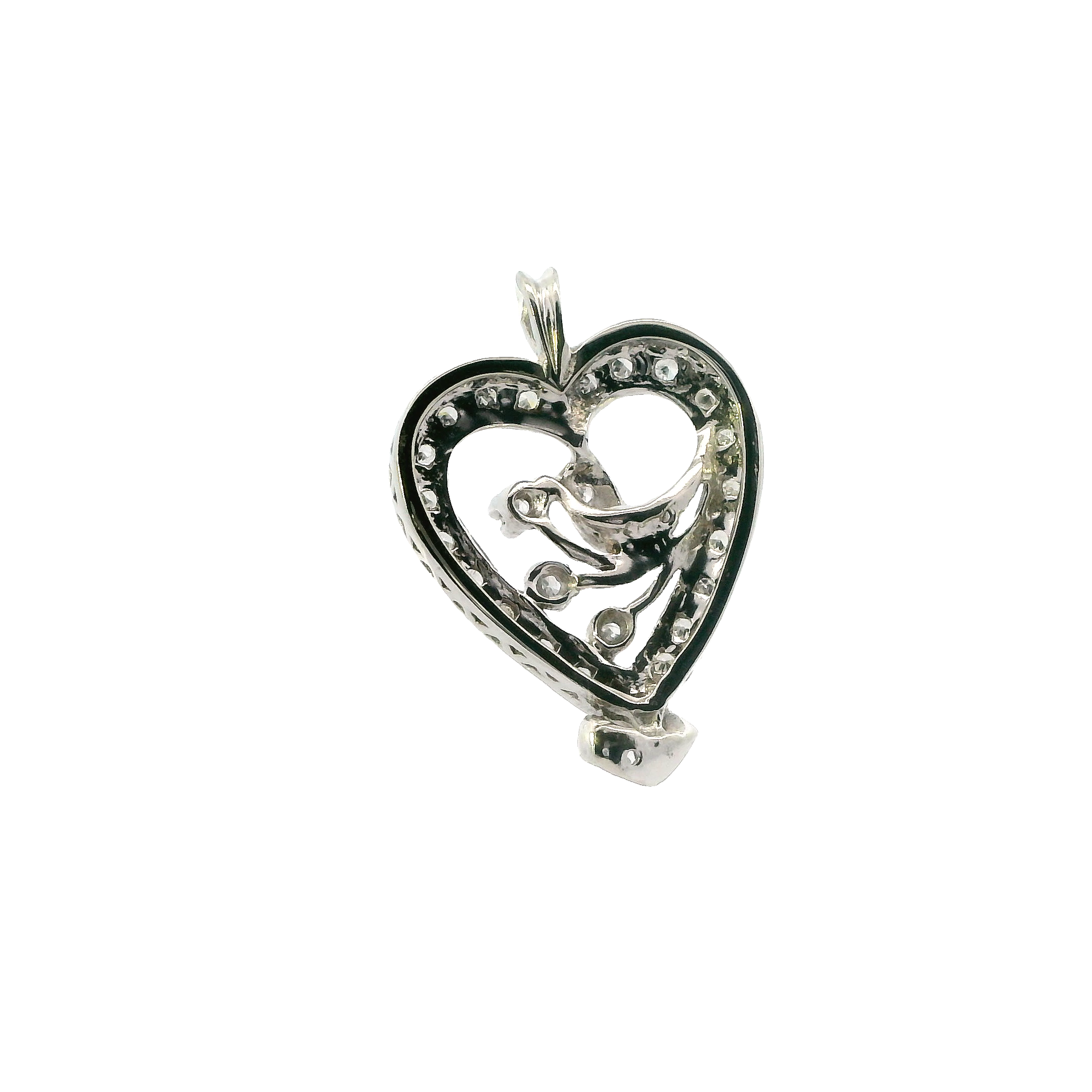 10K White Gold Diamond Heart Pendant
