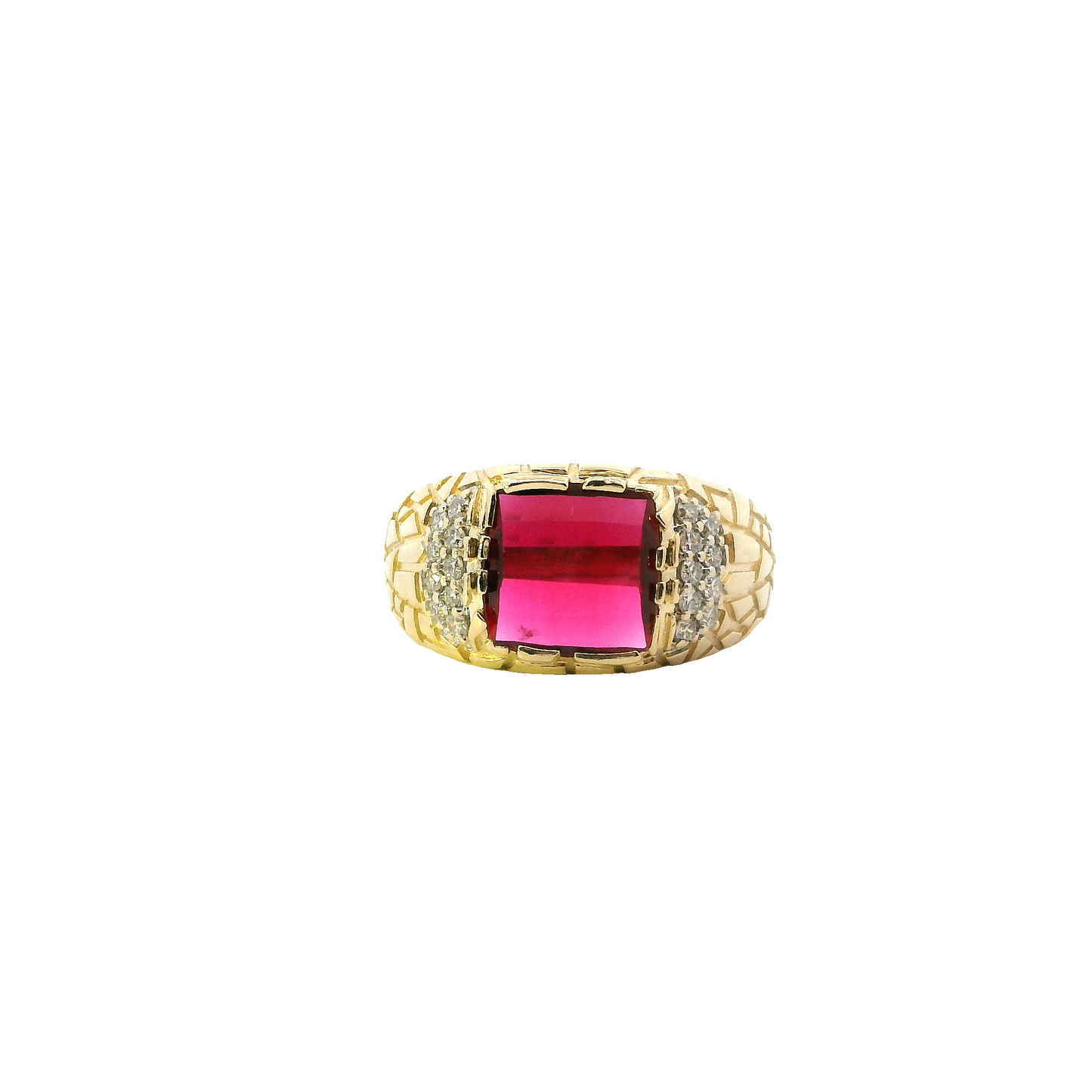 14K Yellow Gold Ruby Nugget Men's Ring- 0.27ct