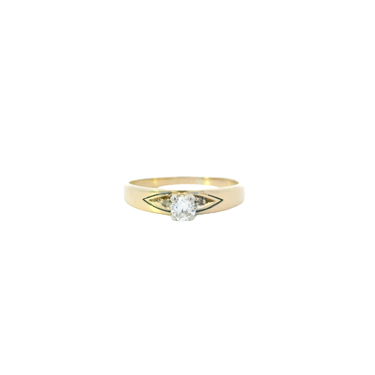 14K Yellow Gold Diamond Women's Ring - 0.24ct
