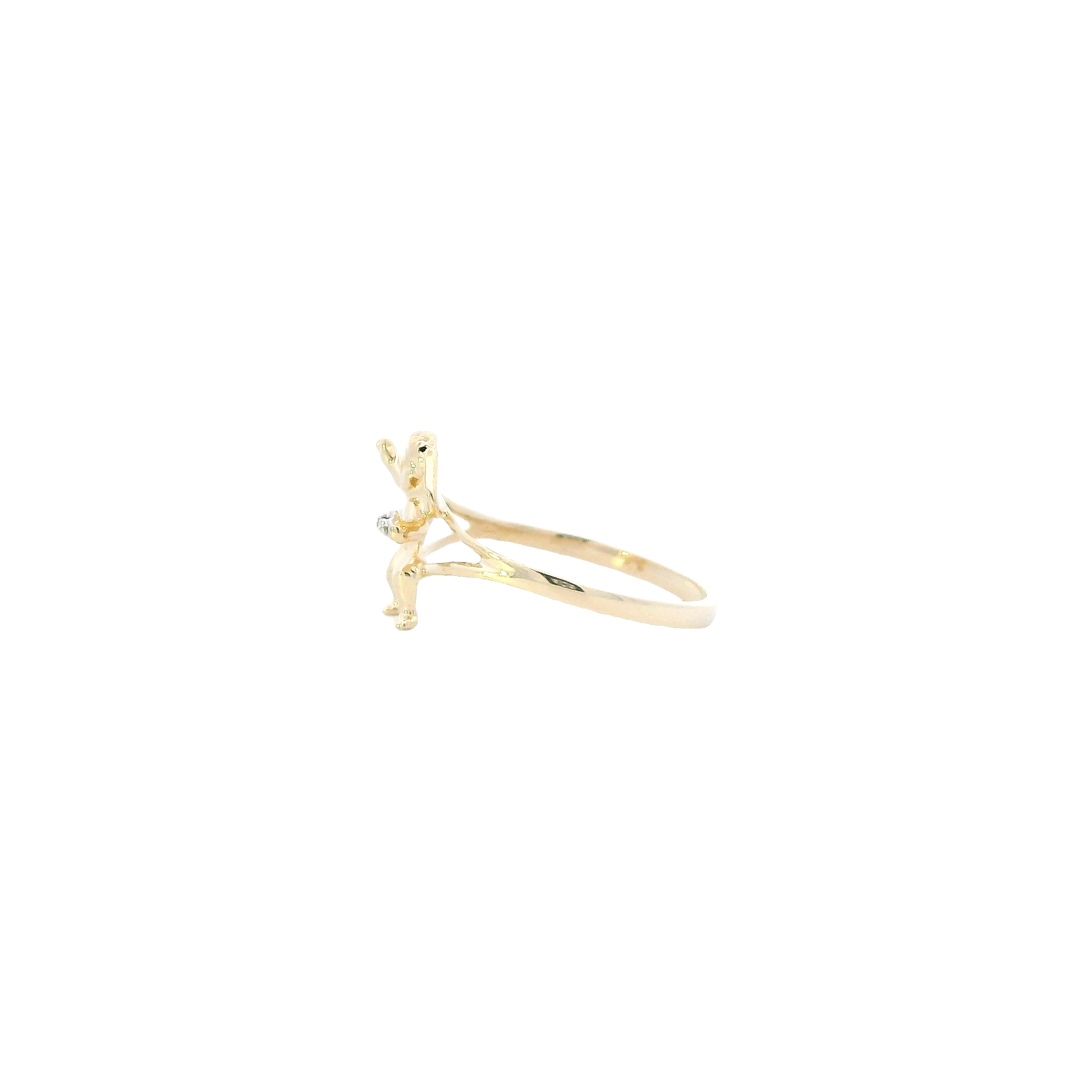 10K Yellow Gold Diamond Cherub Angel Ring