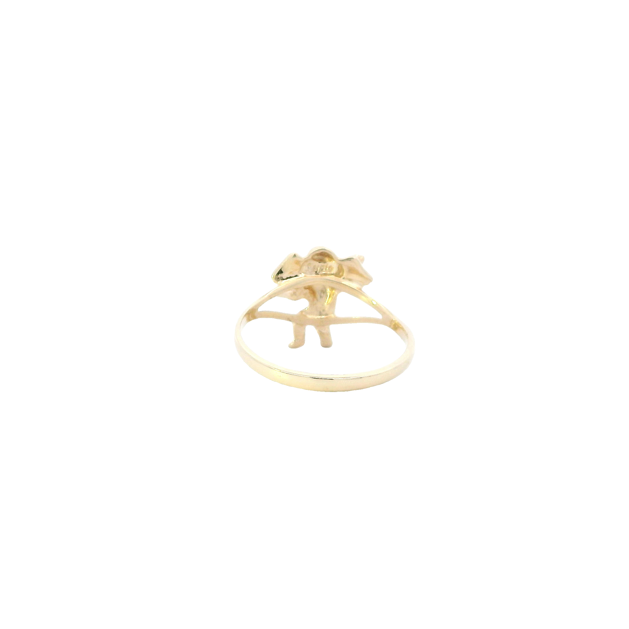 10K Yellow Gold Diamond Cherub Angel Ring